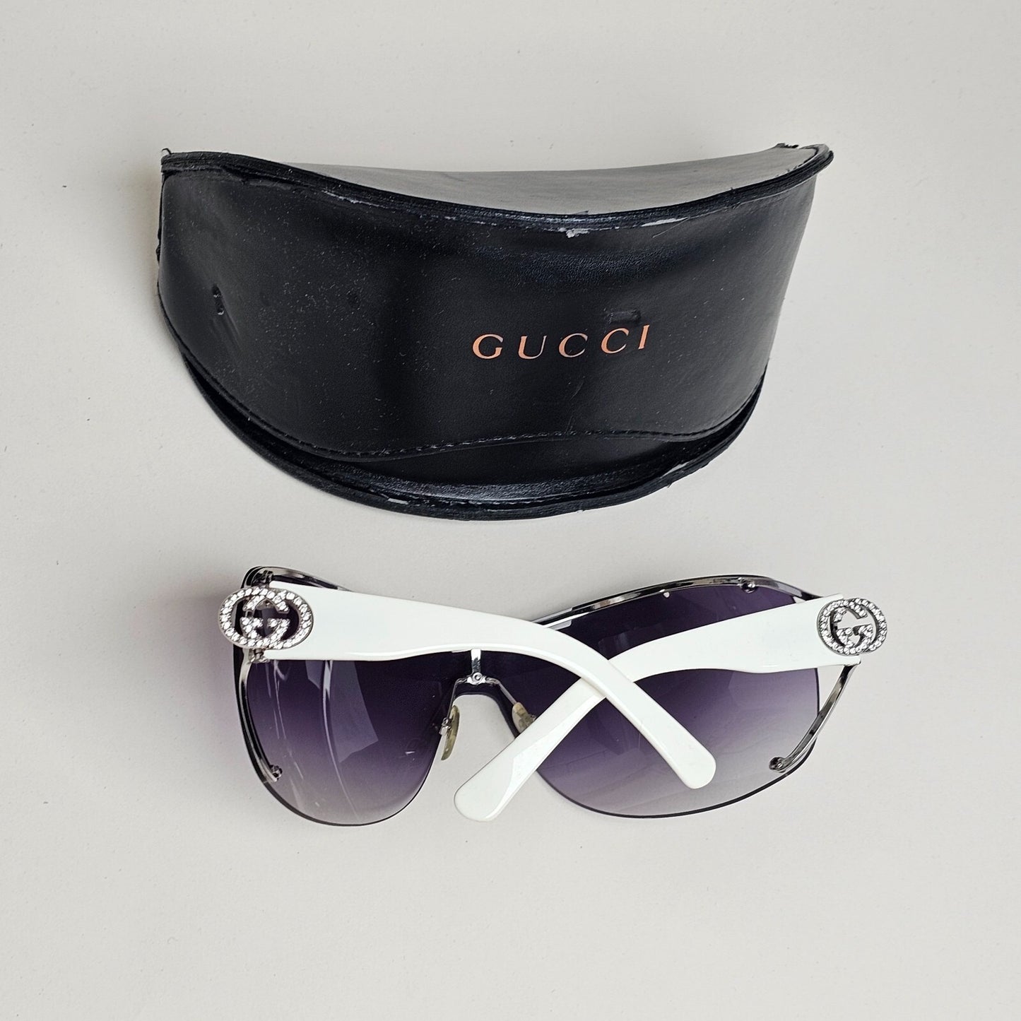 Gucci Sunglasses 2006 Vintage Shield Wrap Grey White GG 2808/S 010KJ 070325
