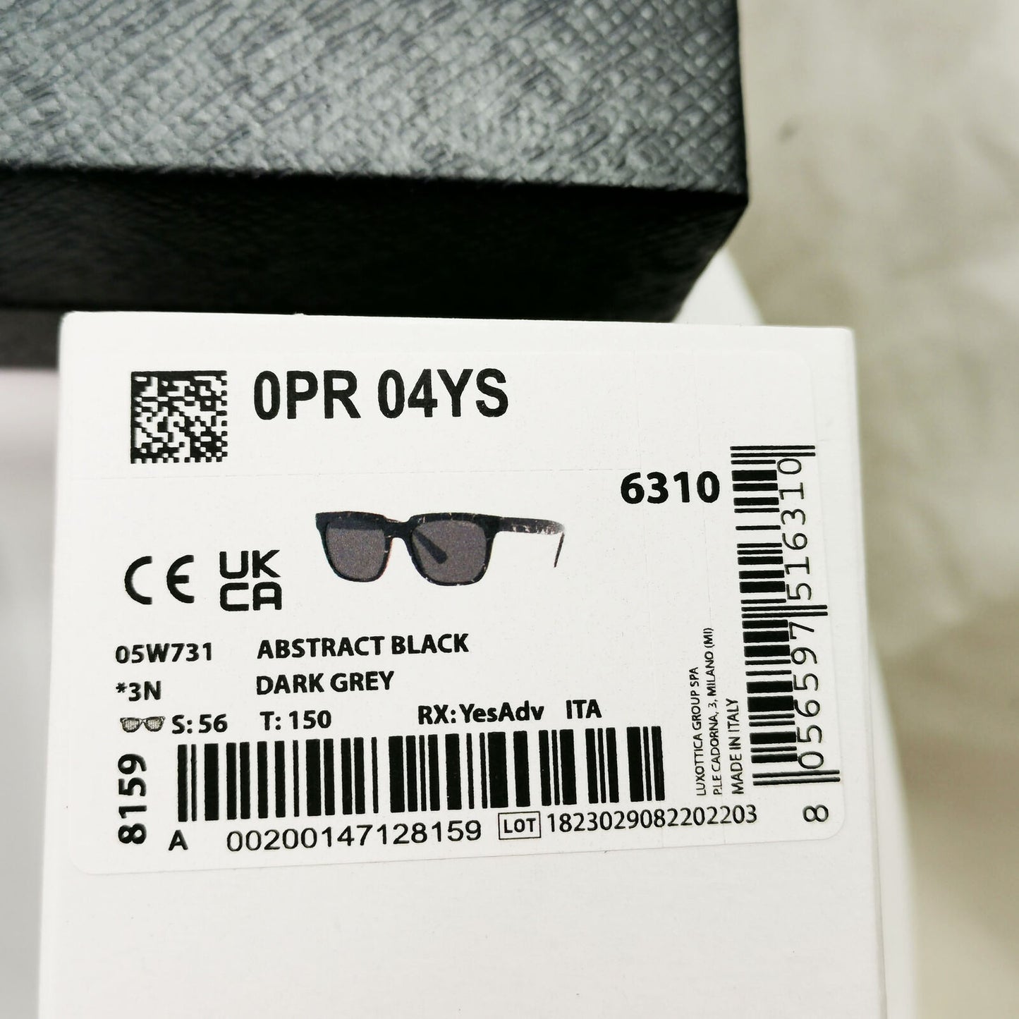 Prada Black Marble Sunglasses Lightning Mens Square PR04YS SPR 04Y 05W-731