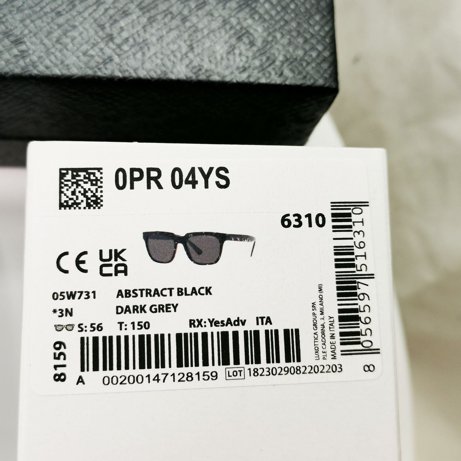 Prada Black Marble Sunglasses Lightning Mens Square PR04YS SPR 04Y 05W-731