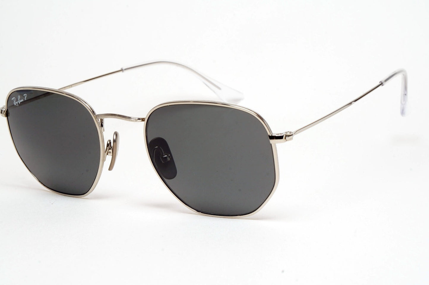 Ray-Ban Sunglasses Hexagonal Titanium Polarised Silver Black RB 8148 9209/48 51m