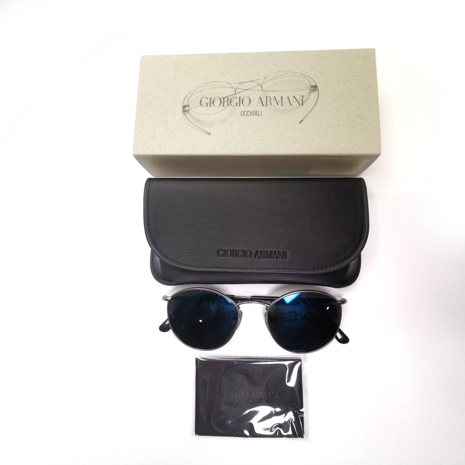 Giorgio Armani 1997 Vintage Sunglasses Blue Mirror Glass Silver 627 815/35 51mm