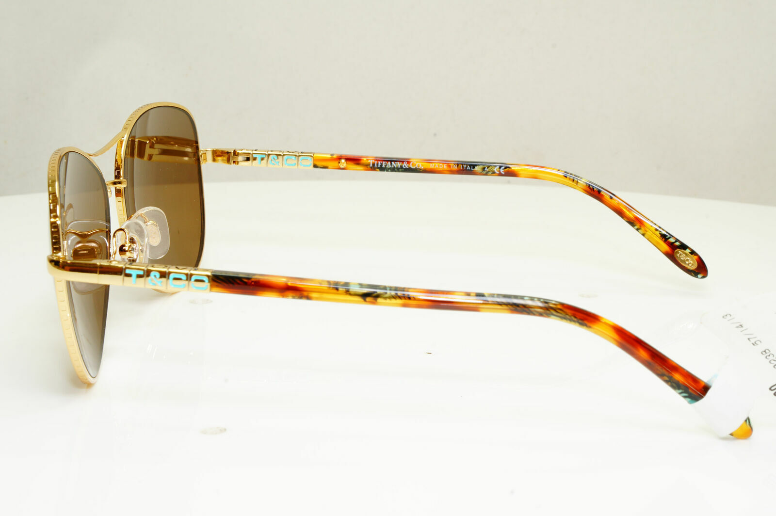 Tiffany & Co Gold Brown Sunglasses Metal Pilot Womens TF 3041 Love 3002/3B 30205
