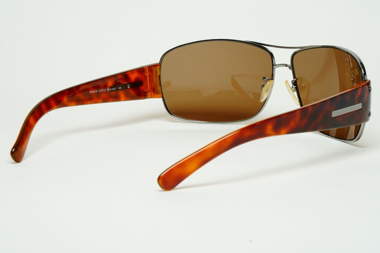Prada Sunglasses 2005 Vintage Brown Pilot Wrap PR61GS SPR 61G 5AV-5G1 310125