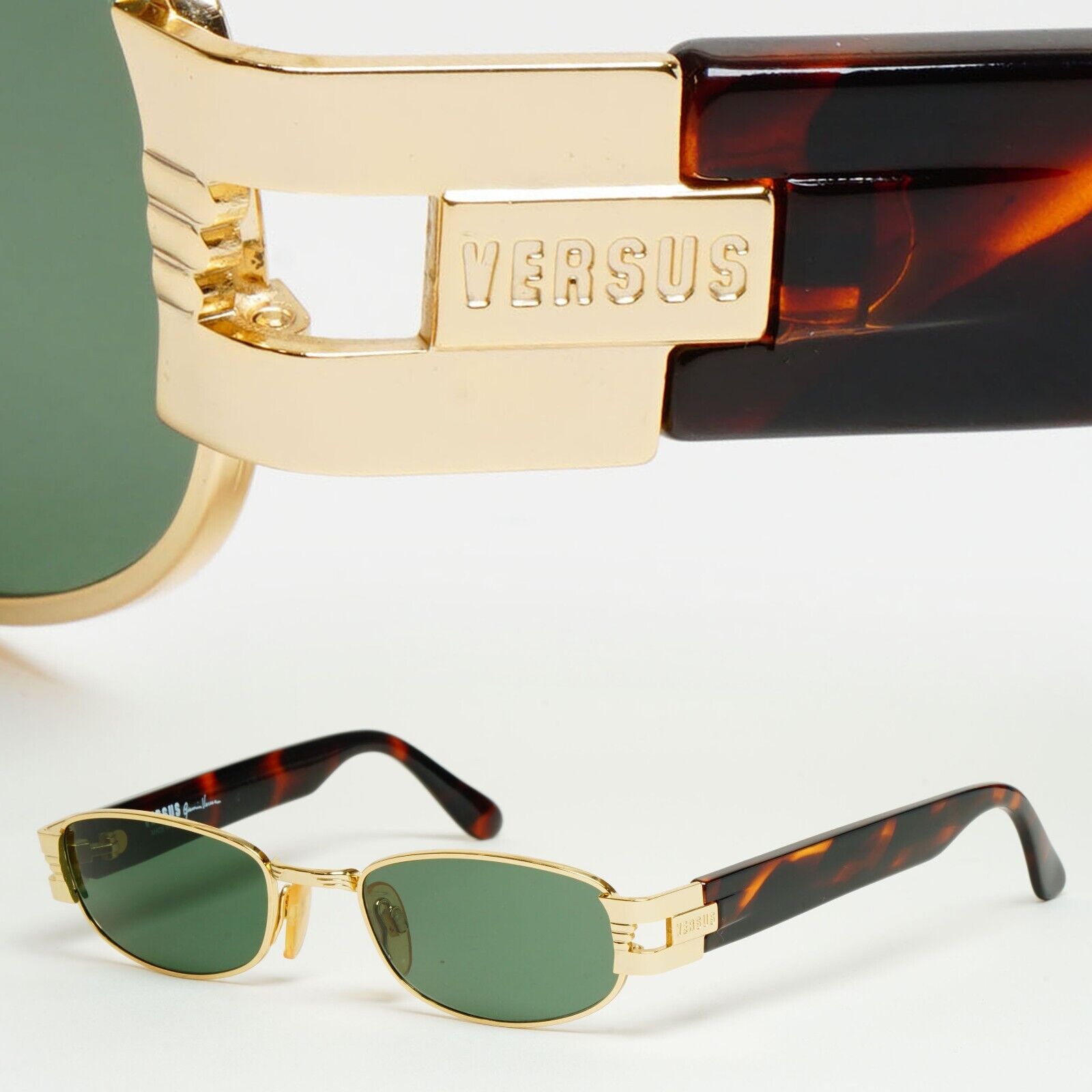 Versus Sunglasses 1996 by Gianni Versace Vintage Gold Green MOD F31 COL 030