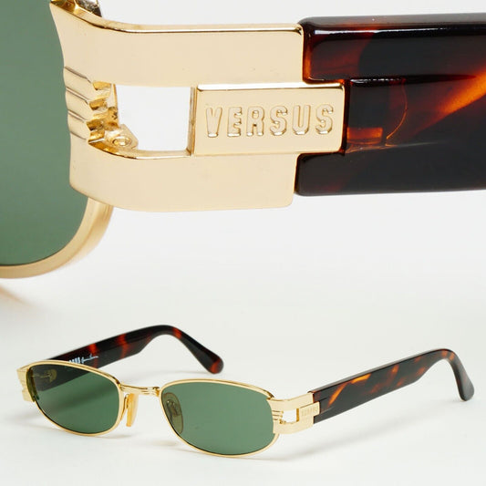 Versus Sunglasses 1996 by Gianni Versace Vintage Gold Green MOD F31 COL 030