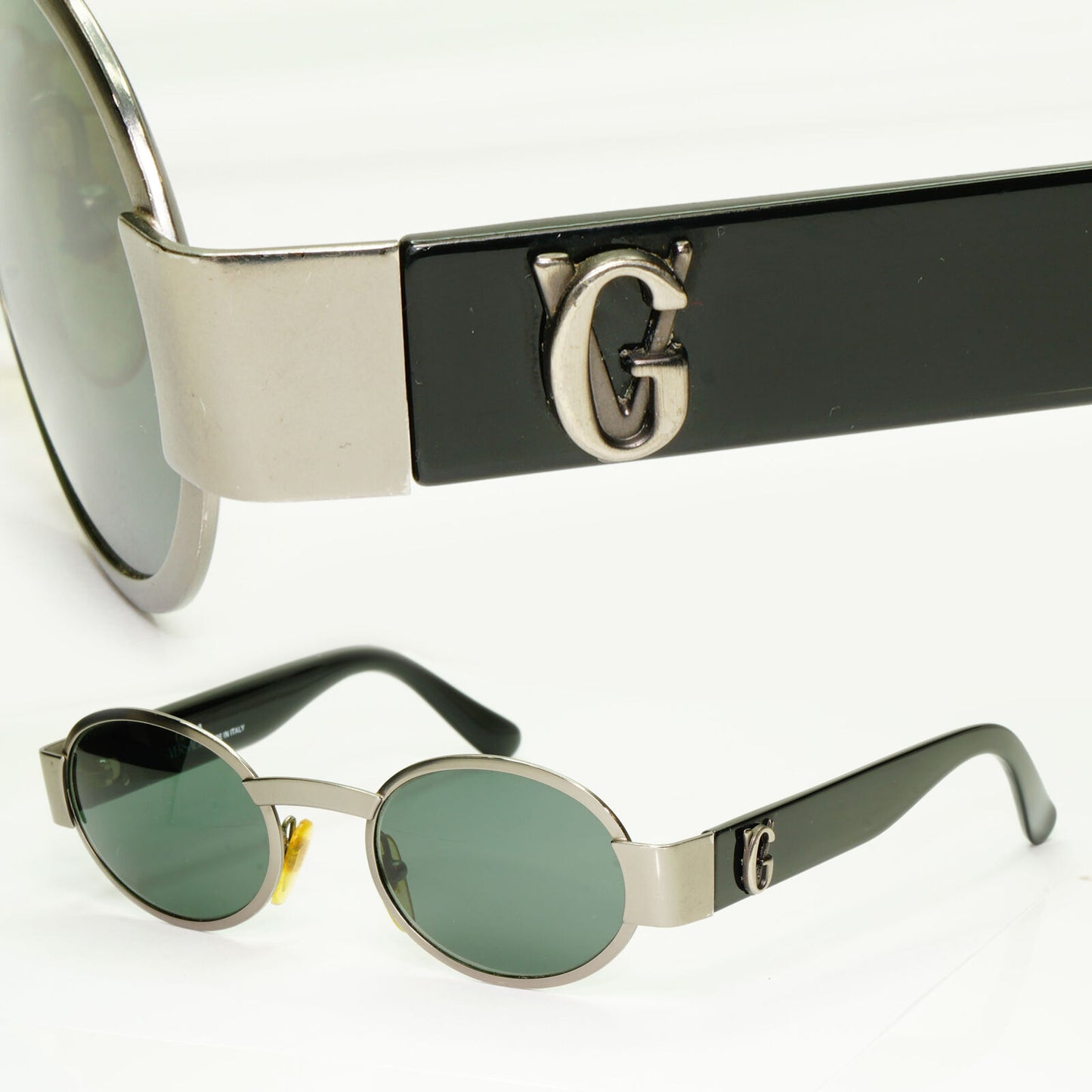 Gianni Versace 1996 Sunglasses Oval Green Black Silver GV MOD S48 COL 948 050822