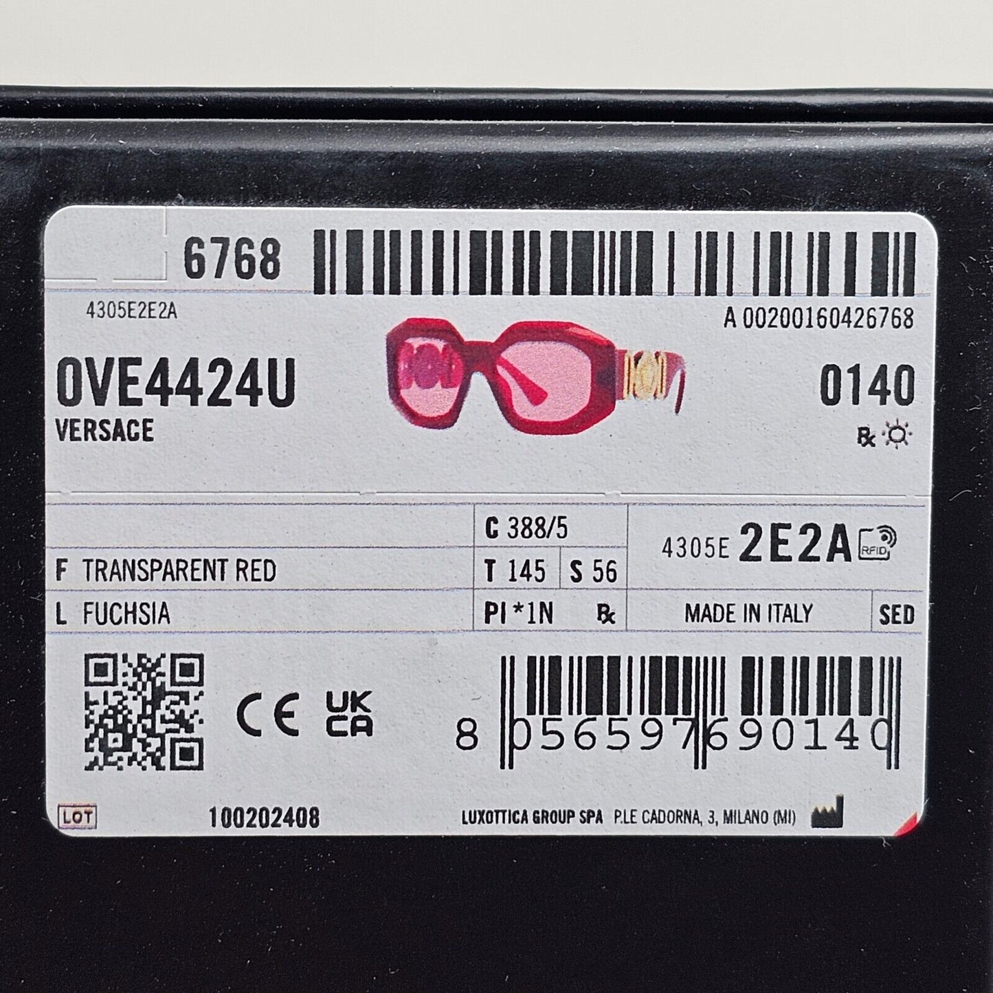 Versace Sunglasses Oversized Medusa Biggie Red Fuchsia MOD VE 4424-U 388/5
