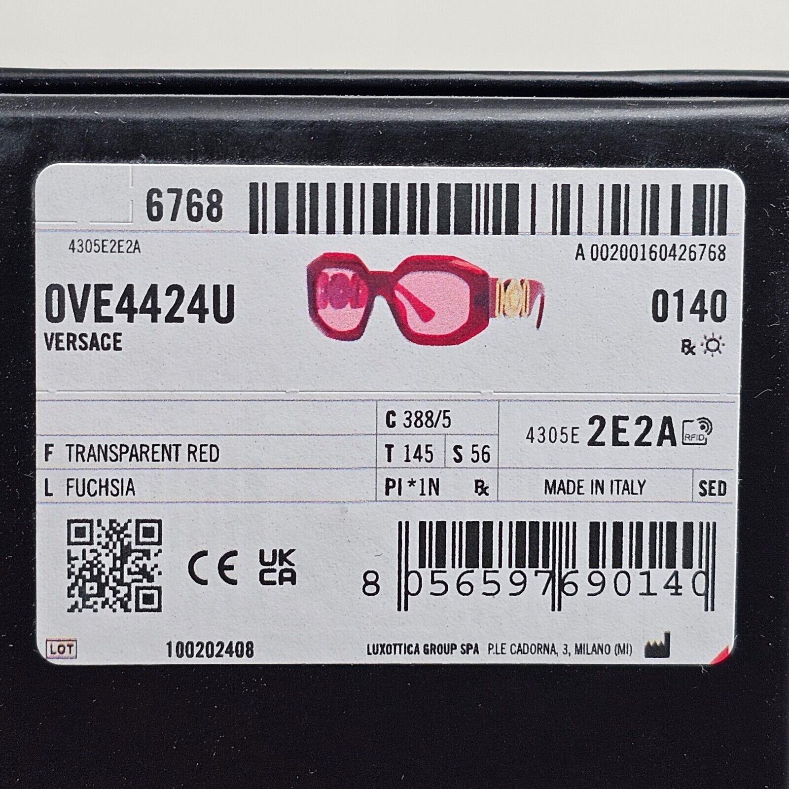 Versace Sunglasses Oversized Medusa Biggie Red Fuchsia MOD VE 4424-U 388/5