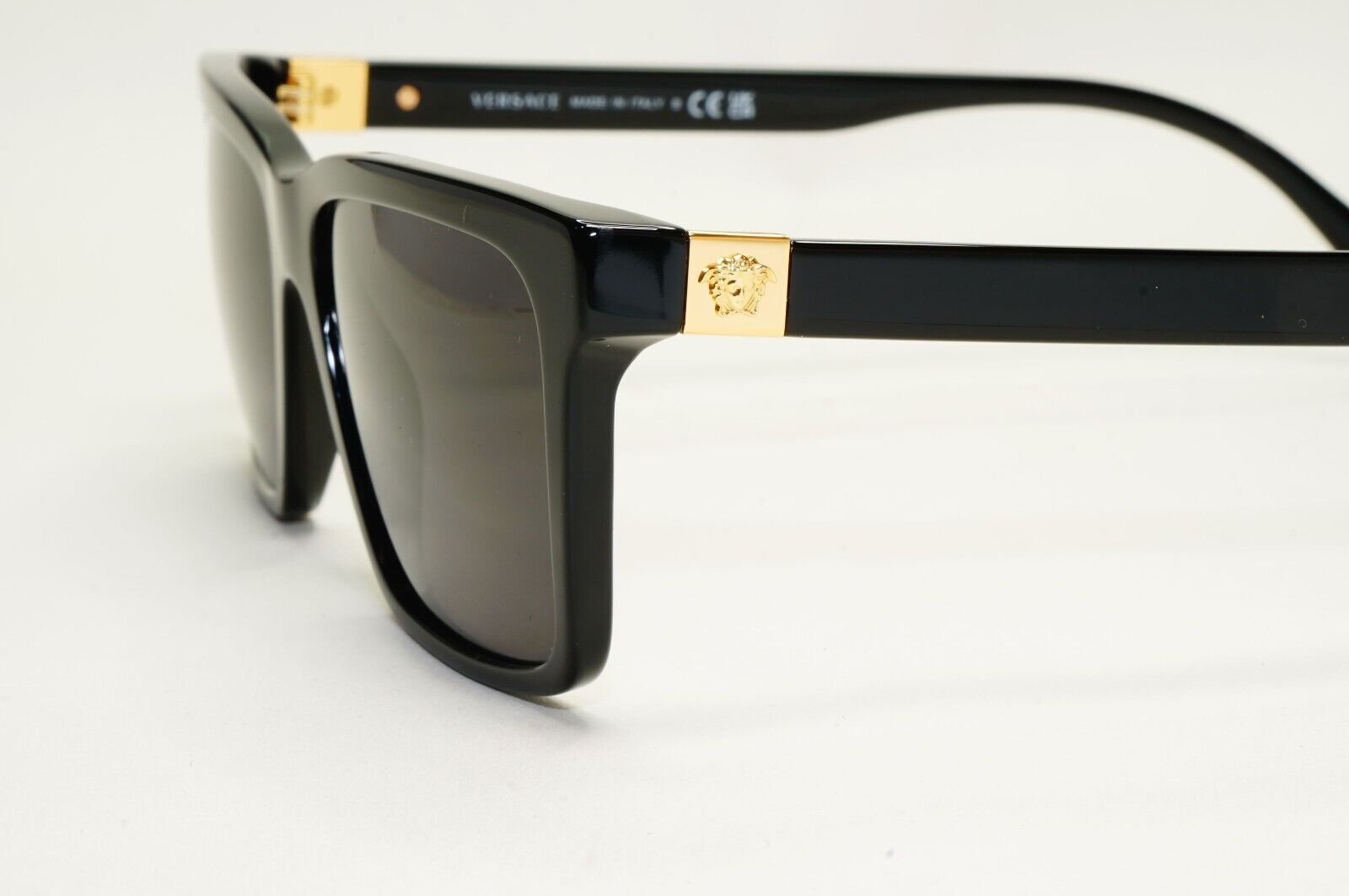 Versace Sunglasses Black Square Glossy Gold Medusa MOD VE 3328 GB1 54mm