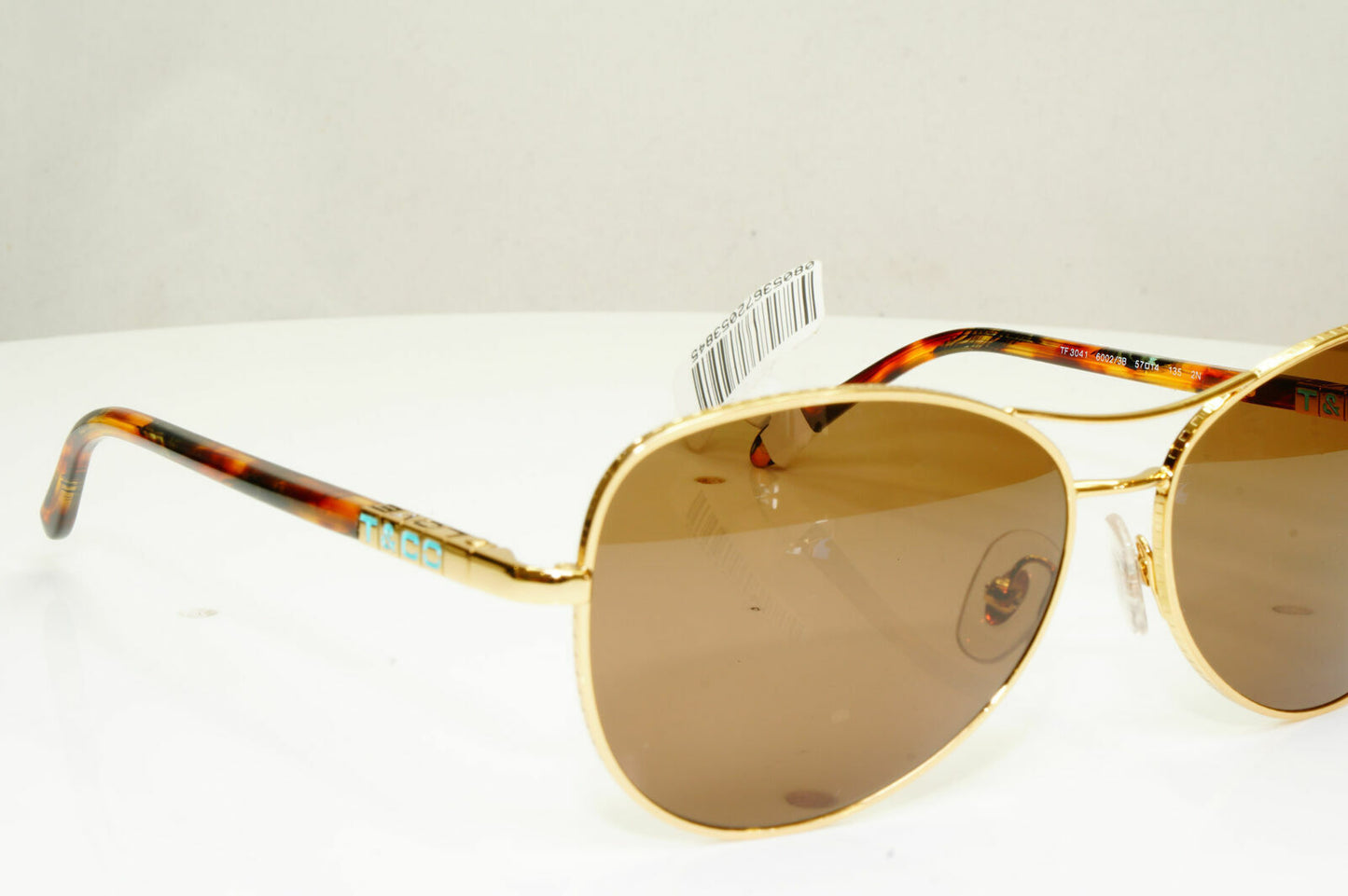 Tiffany & Co Gold Brown Sunglasses Metal Pilot Womens TF 3041 Love 3002/3B 30205