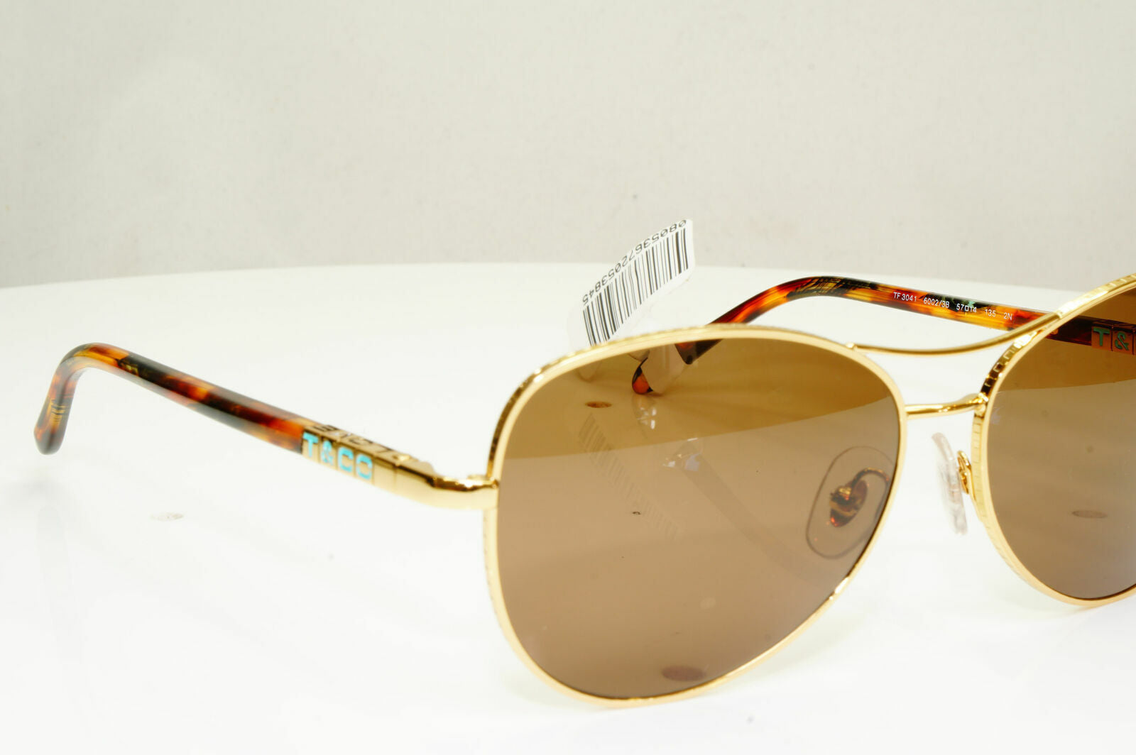 Tiffany & Co Gold Brown Sunglasses Metal Pilot Womens TF 3041 Love 3002/3B 30205