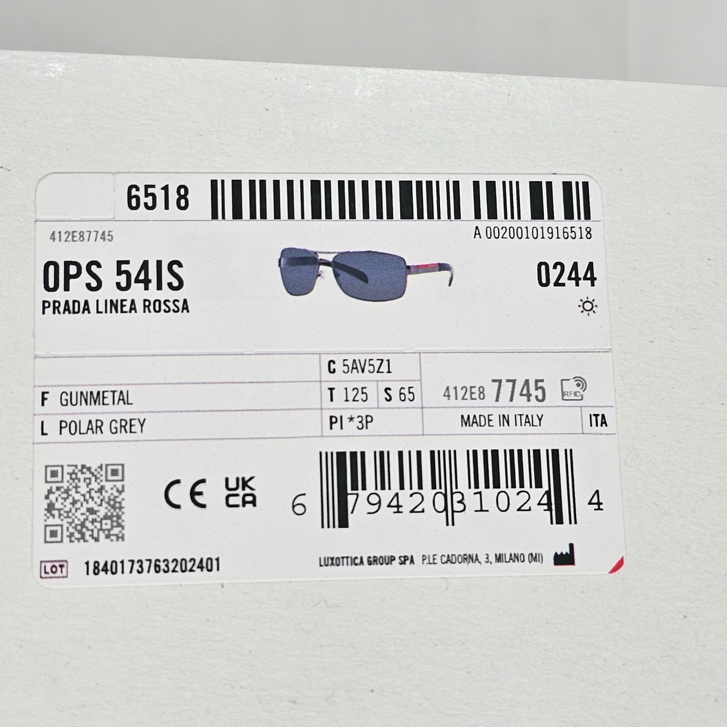 Prada Sunglasses Polarised Navigator Gunmetal Black PS54IS SPS 54I 5AV-5Z1 [a]