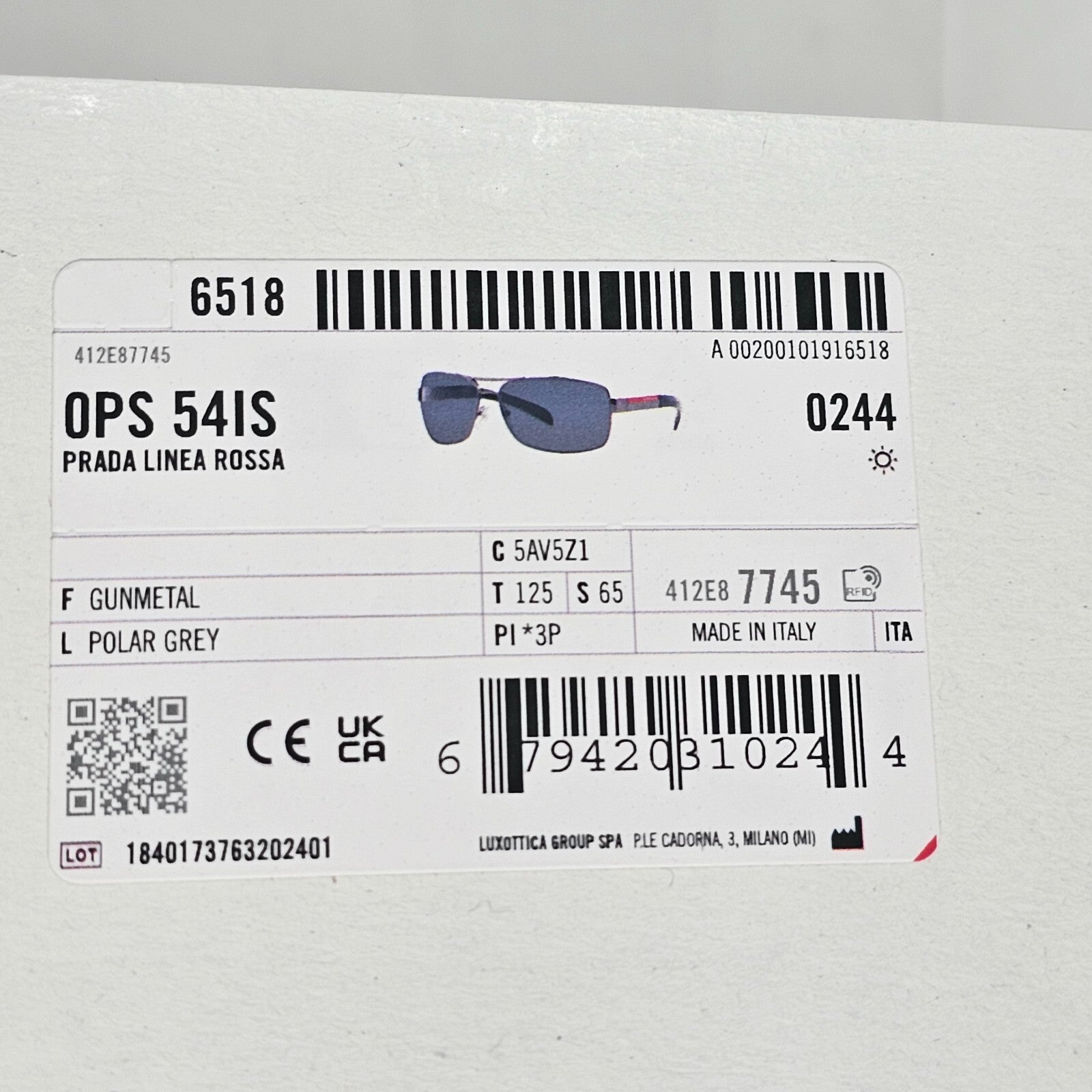 Prada Sunglasses Polarised Navigator Gunmetal Black PS54IS SPS 54I 5AV-5Z1 [a]