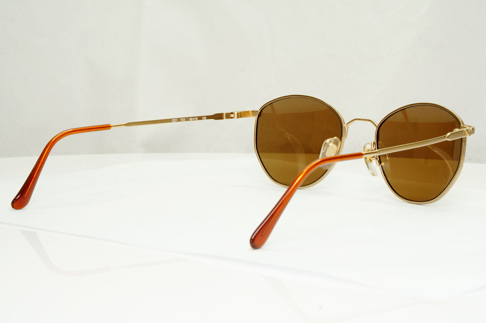 Emporio Armani Sunglasses 1997 Vintage Gold Brown Metal Round 031 703 48mm A