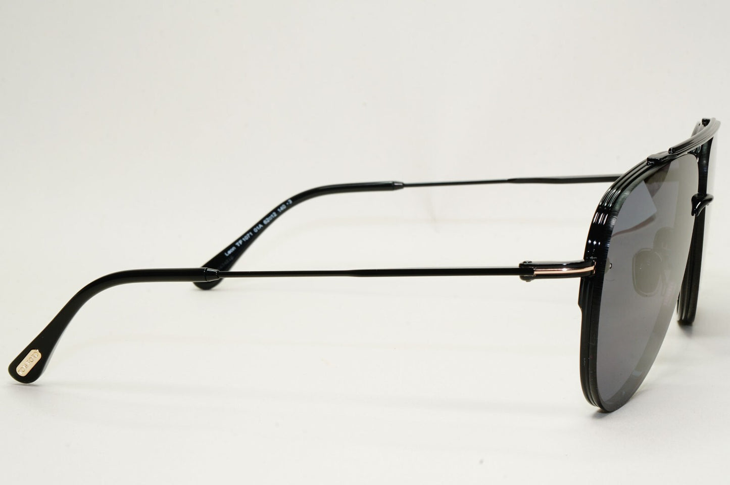 Tom Ford Sunglasses Black Glossy Metal Pilot Leon FT1071 TF 1071 01A 62mm [a]