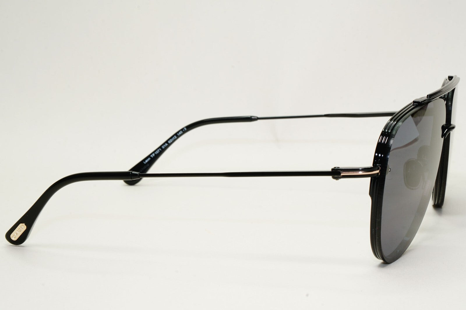 Tom Ford Sunglasses Black Glossy Metal Pilot Leon FT1071 TF 1071 01A 62mm [a]