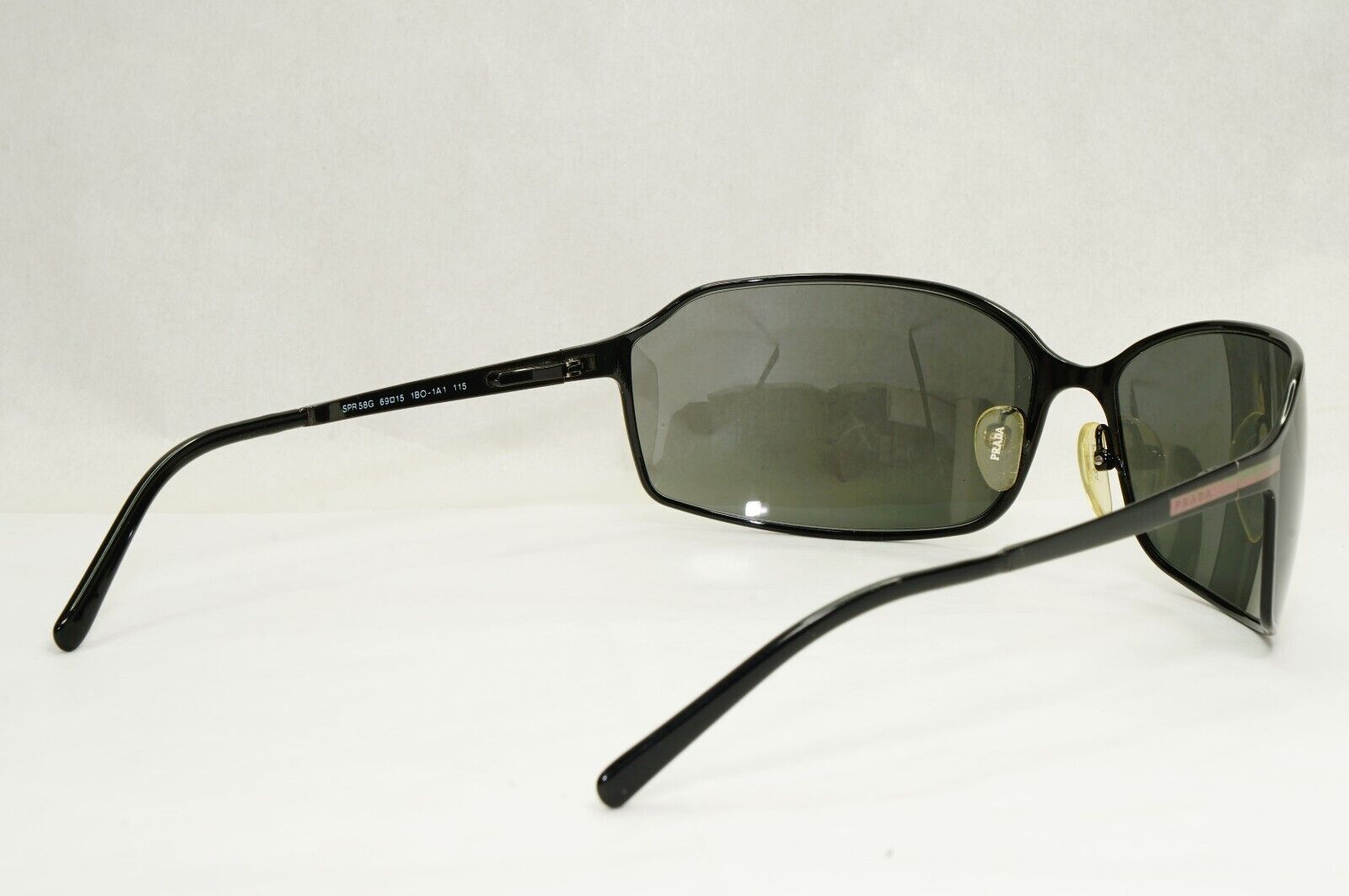 Prada Sunglasses 2006 Vintage Black Grey Wrap Metal PR58GS SPR 58G 1BO1A1 270324