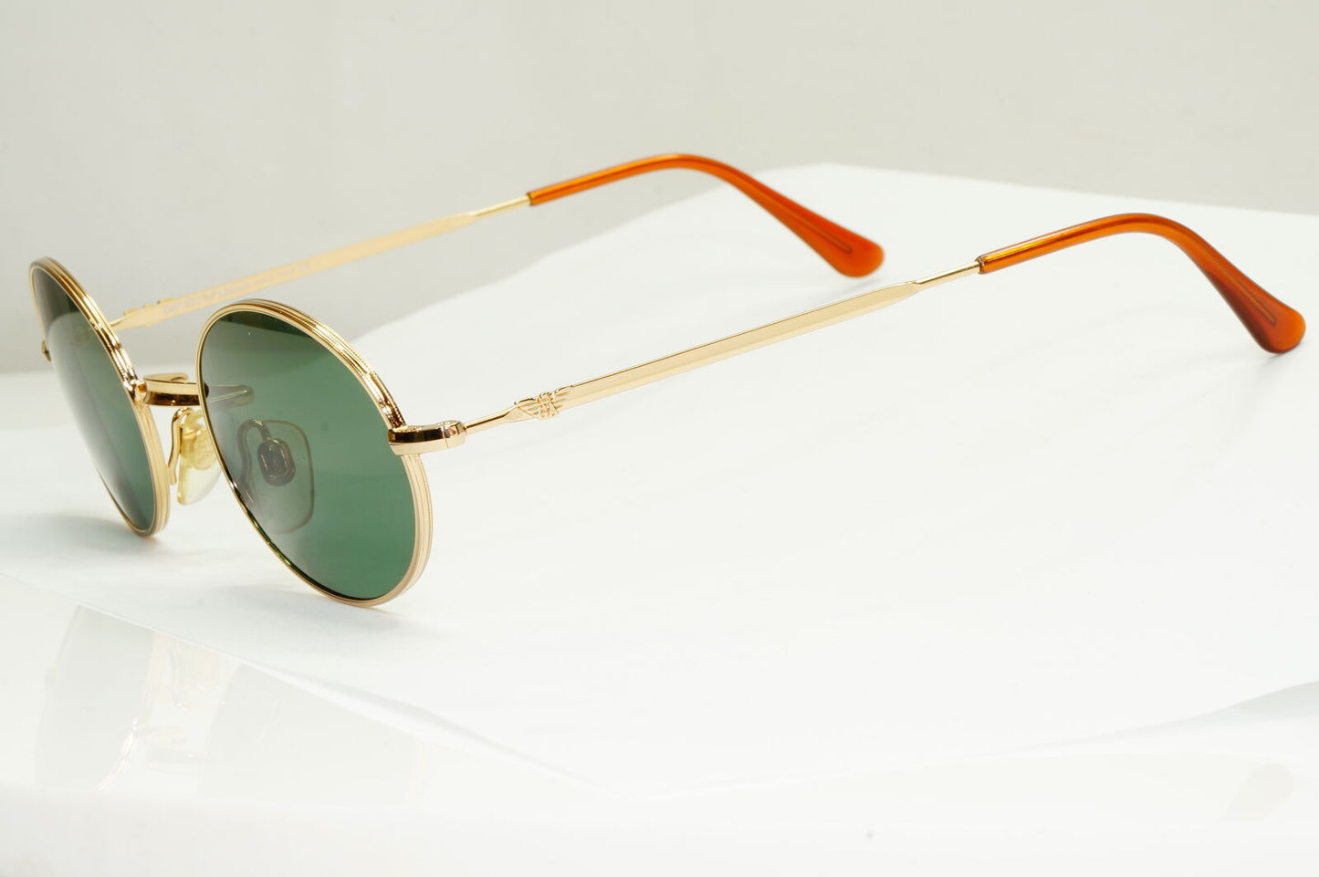 Emporio Armani Sunglasses 1997 Vintage Oval Gold Green Metal Eagle 002-S 743