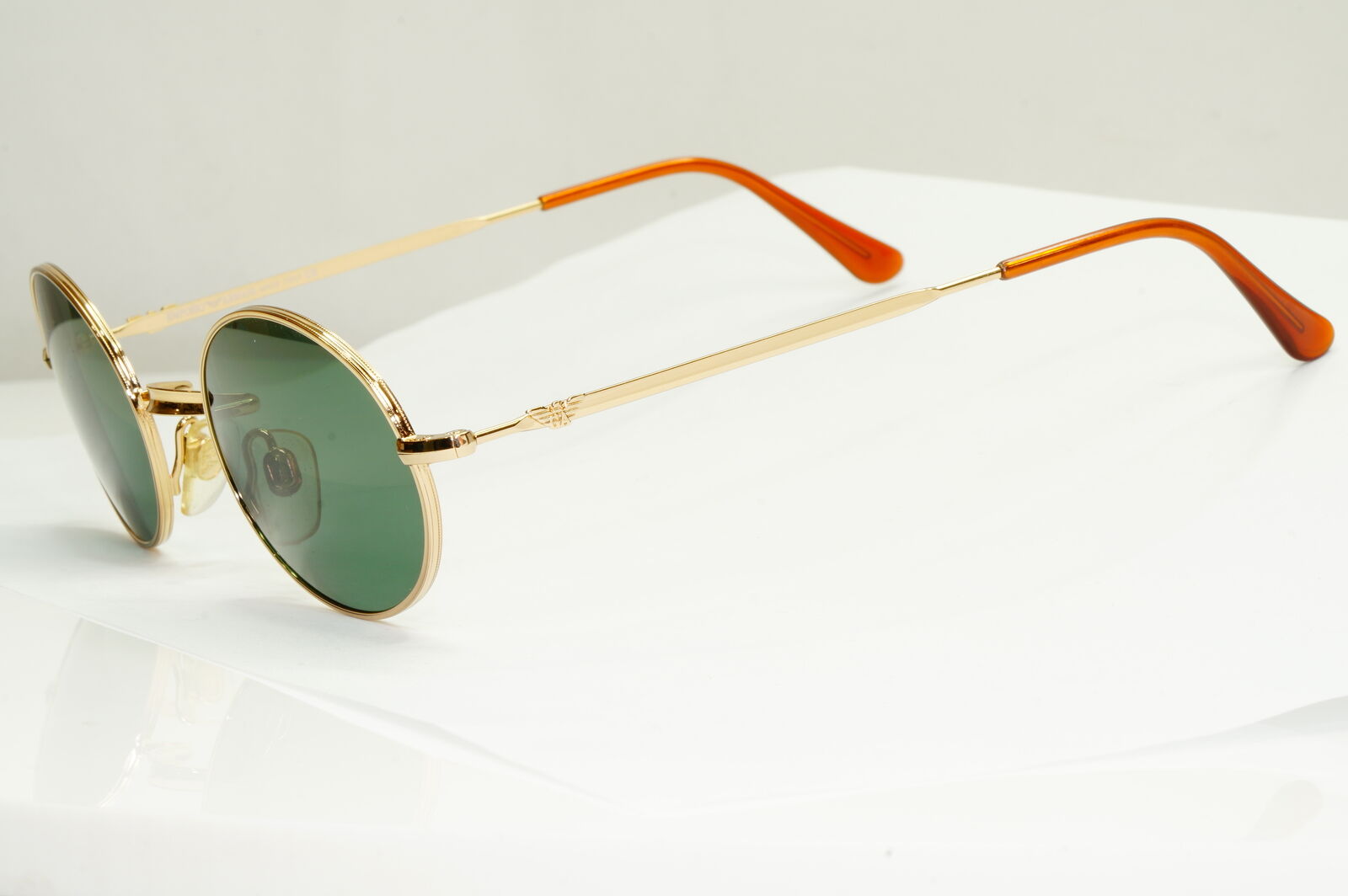Emporio Armani Sunglasses 1997 Vintage Oval Gold Green Metal Eagle 002-S 743