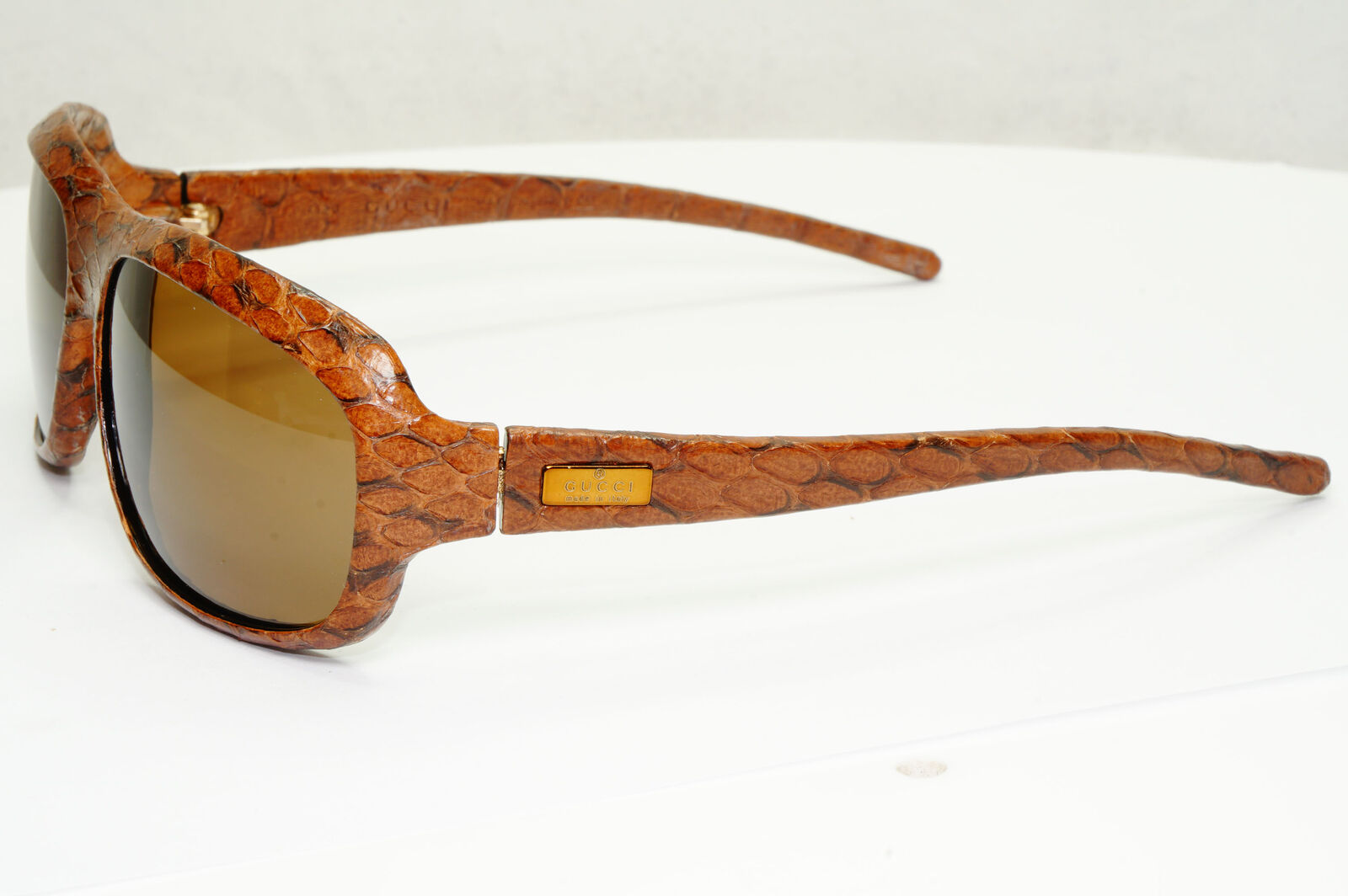 Gucci Snake Leather Sunglasses 1998 Vintage Brown Exotic GG 1449/S 3H2 290323