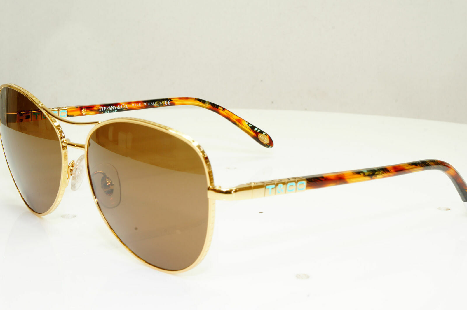 Tiffany & Co Gold Brown Sunglasses Metal Pilot Womens TF 3041 Love 3002/3B 30205