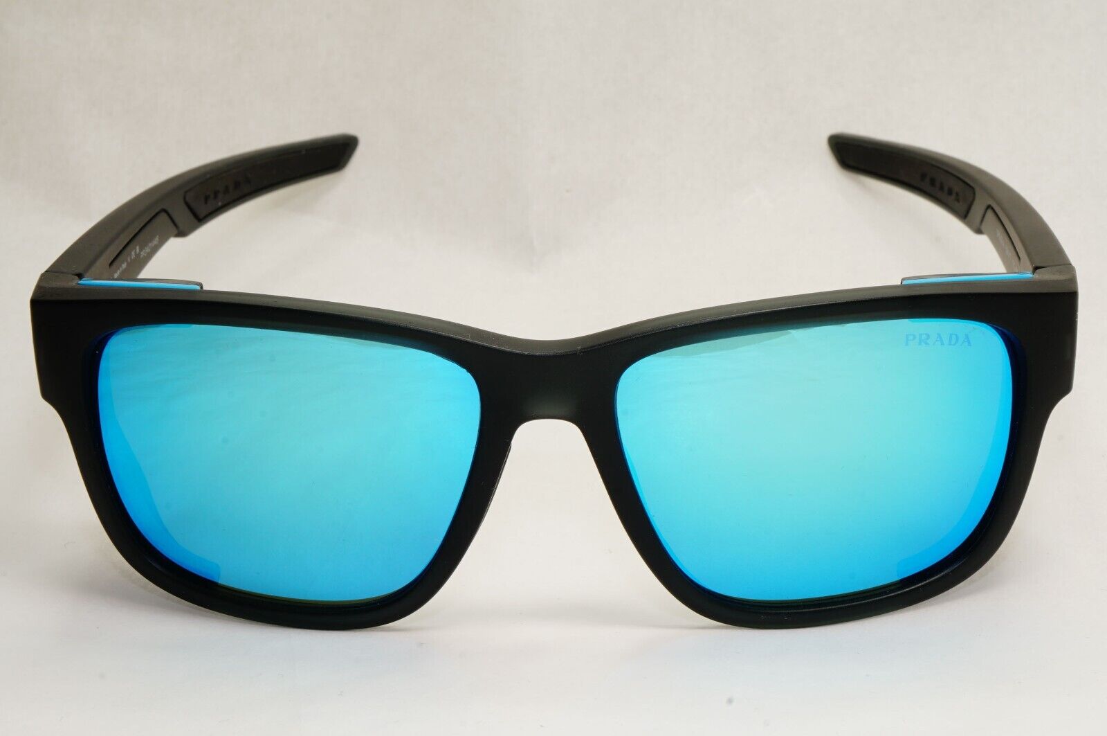 Prada Sunglasses Blue Mirror Grey Rubber Side Shields PS07WS SPS 07W 13C-08R