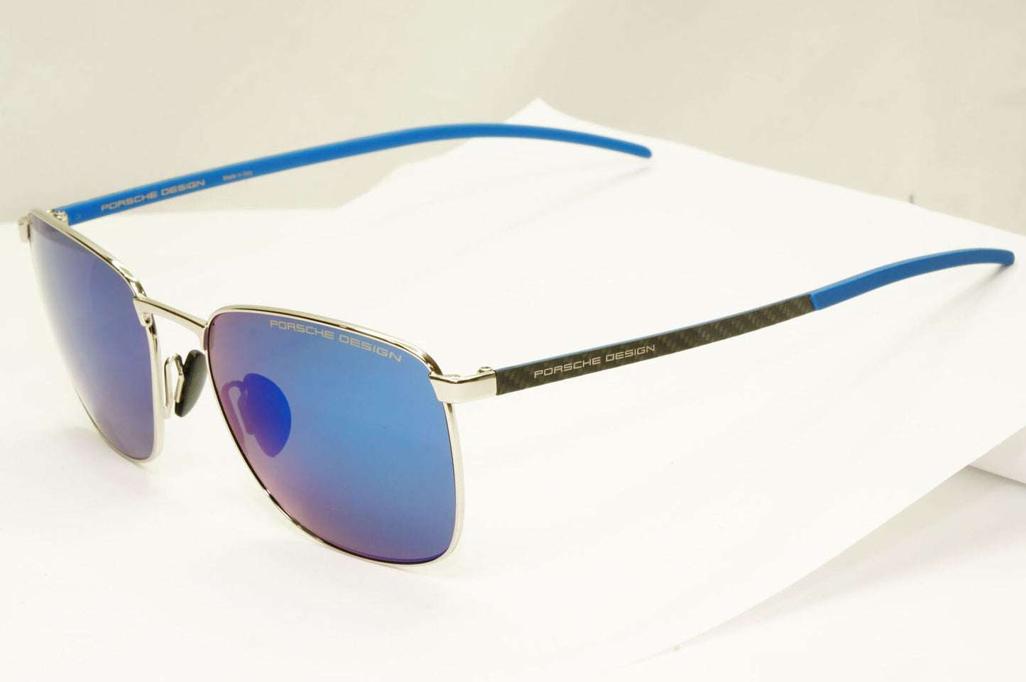 Porsche Design Carbon Fibre Sunglasses Blue Palladium Silver Mirror P8910 D 58mm