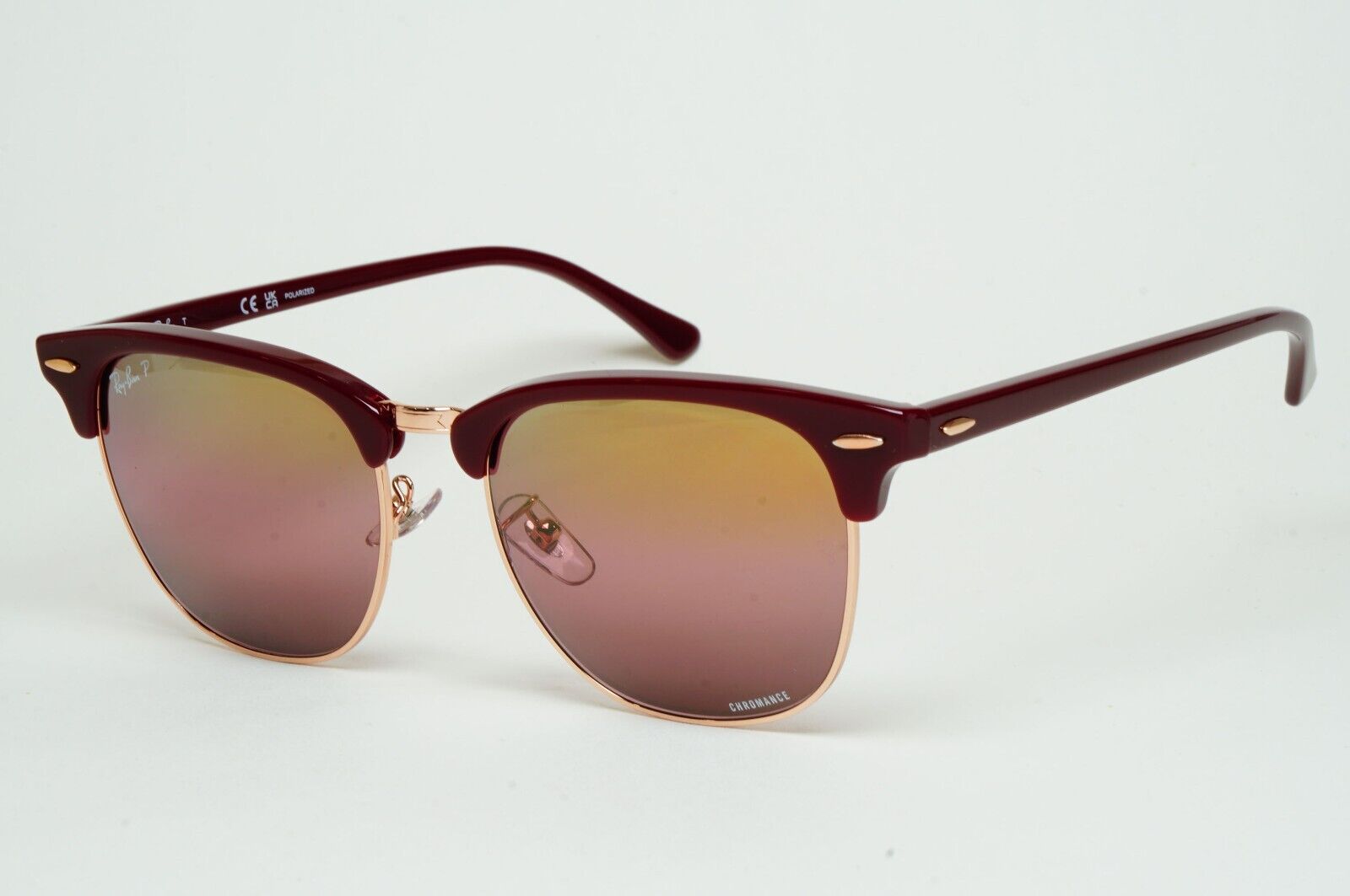 Ray-Ban Sunglasses Clubmaster Chromance Polarized Red Bordeaux RB 3016F 1365/G9