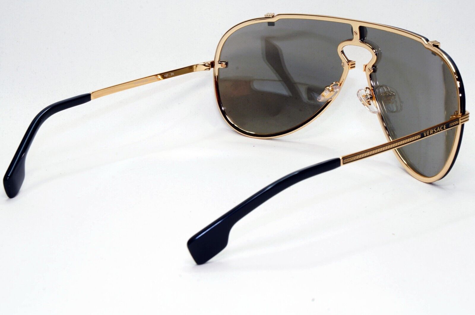 Versace Sunglasses Gold Silver Mirror Medusa Pilot Shield MOD VE 2243 1002/6G