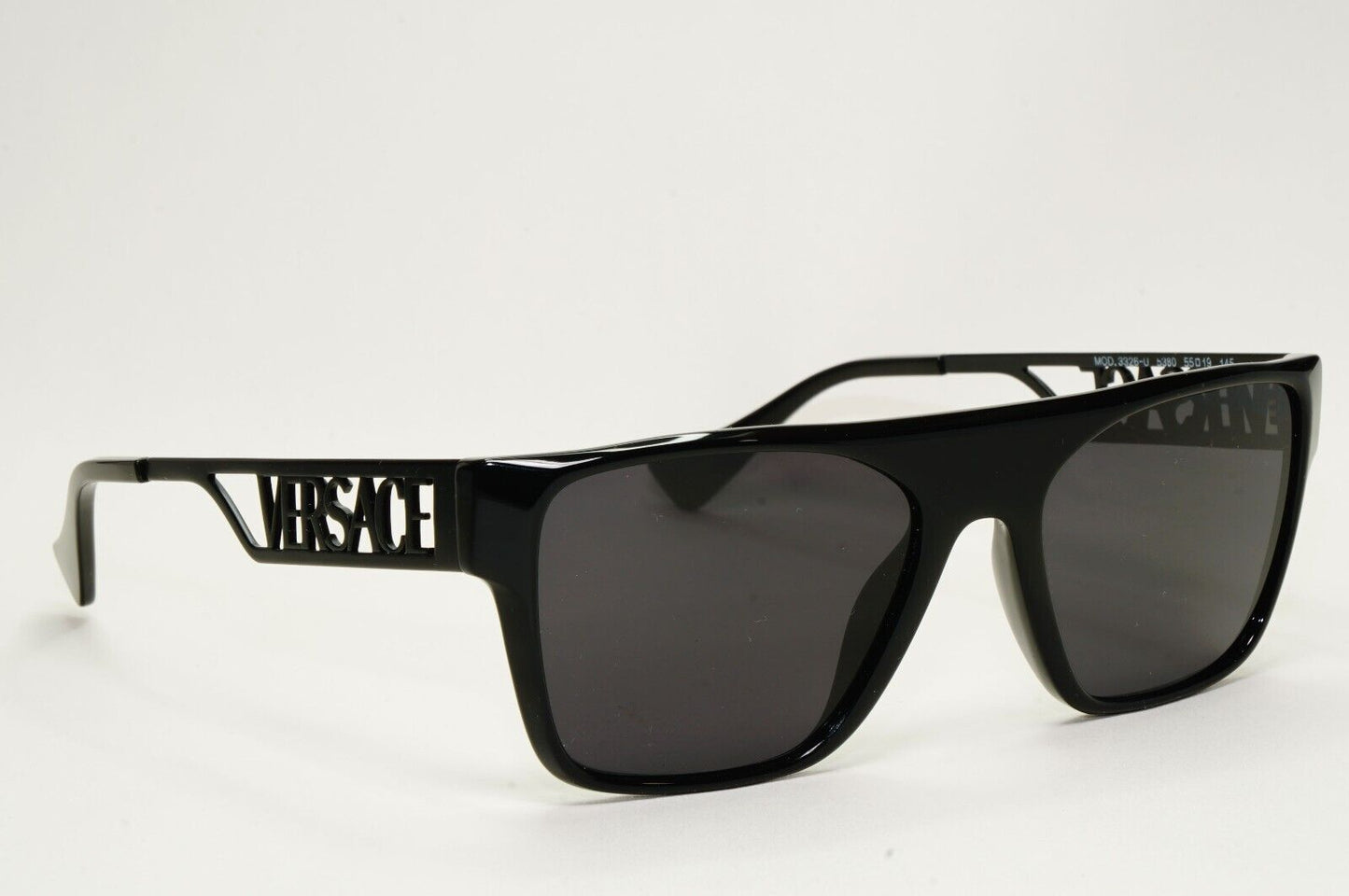 Versace Sunglasses Black Square Large Logo Letters MOD VE 3326-U 5380 55mm