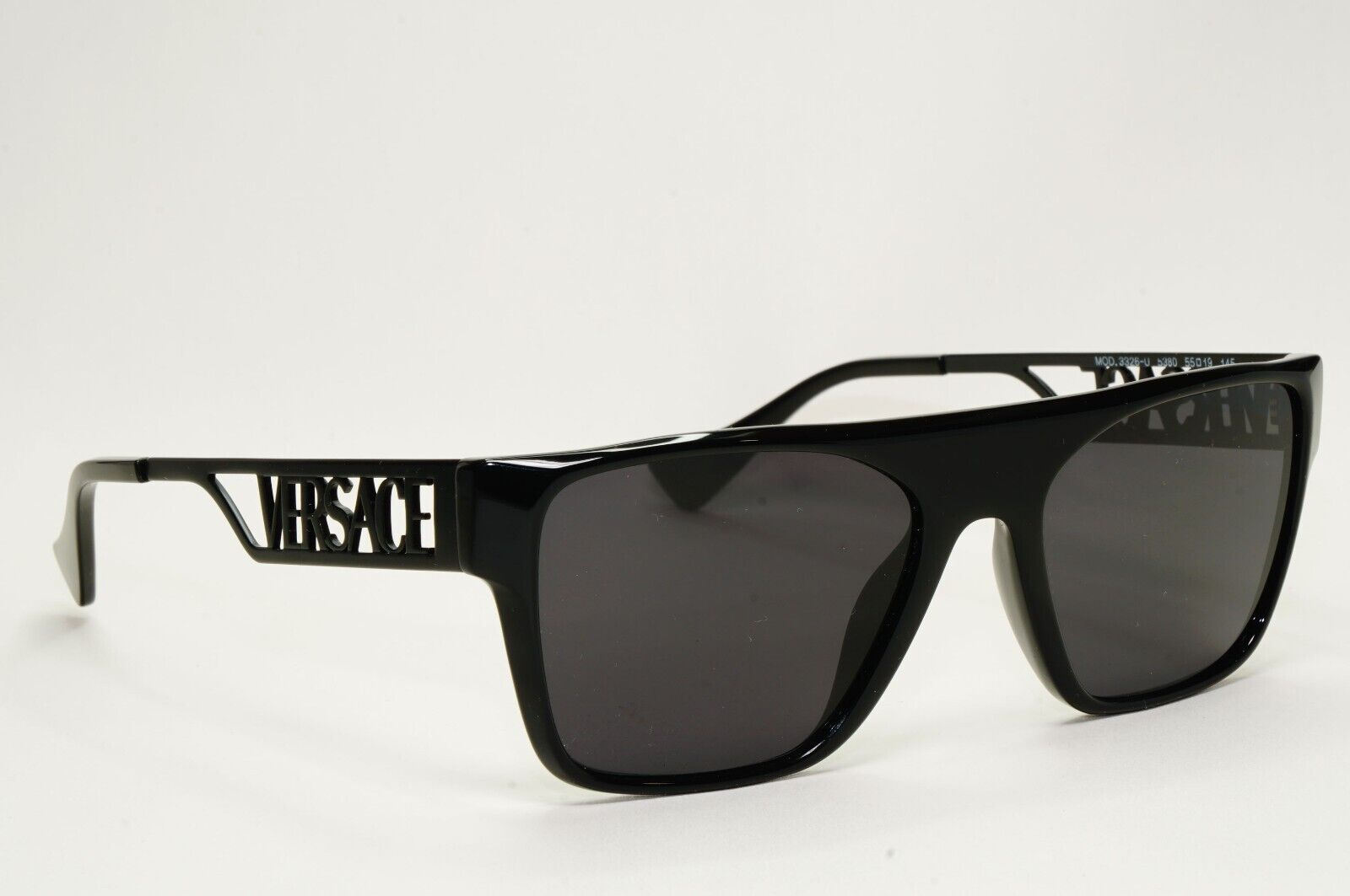Versace Sunglasses Black Square Large Logo Letters MOD VE 3326-U 5380 55mm