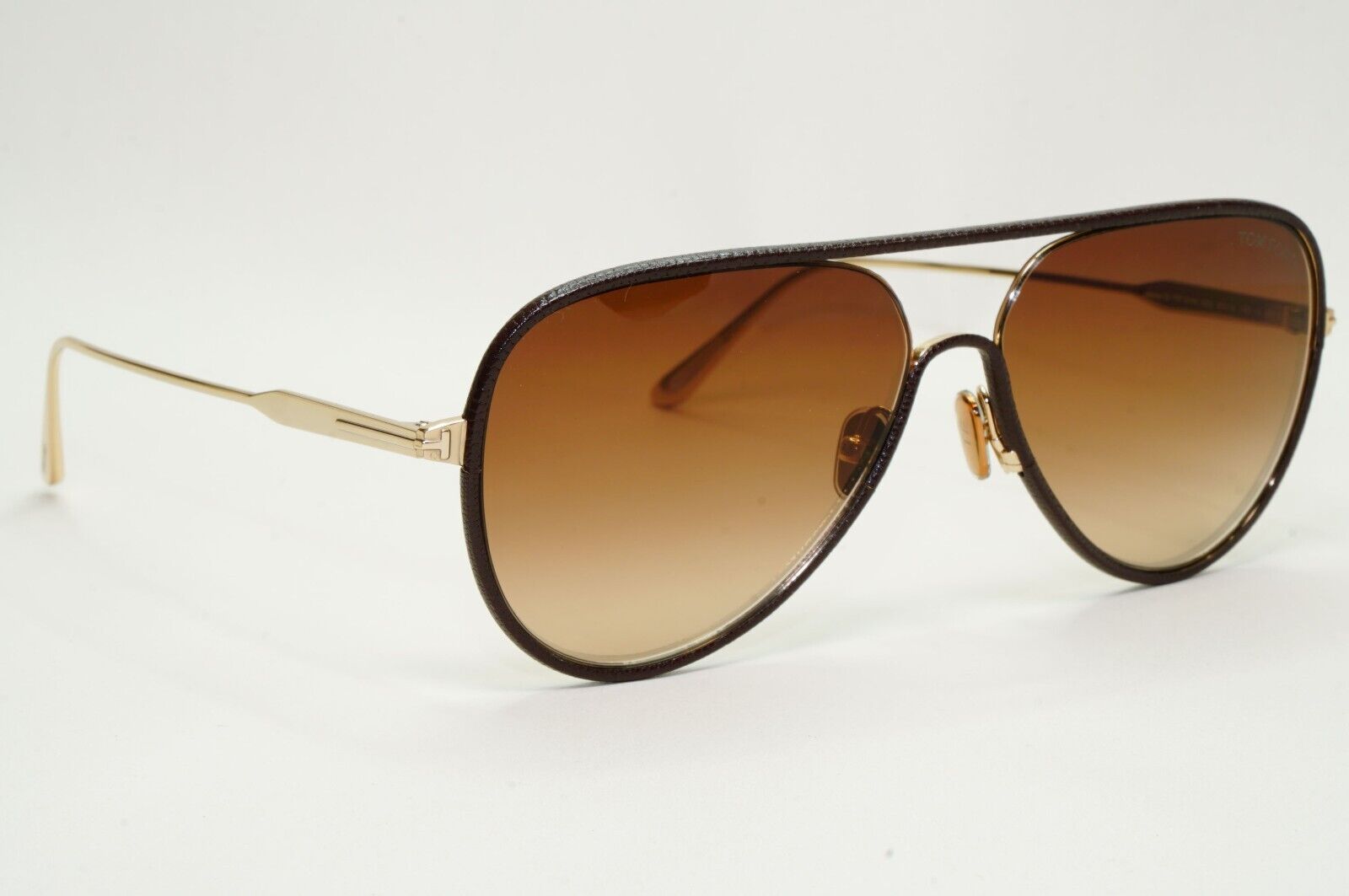 Tom Ford Sunglasses Jessie-02 24K Gold Plated Leather Pilot Brown FT1016 32G