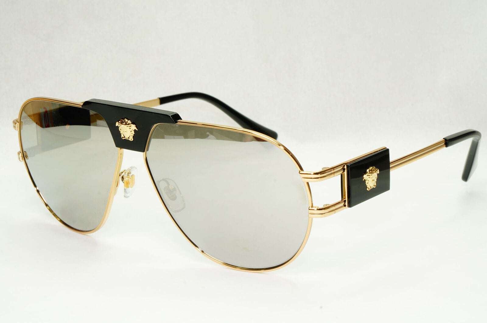 Versace Sunglasses Gold Silver Mirror Metal Pilot Large MOD VE 2252 1002/6G