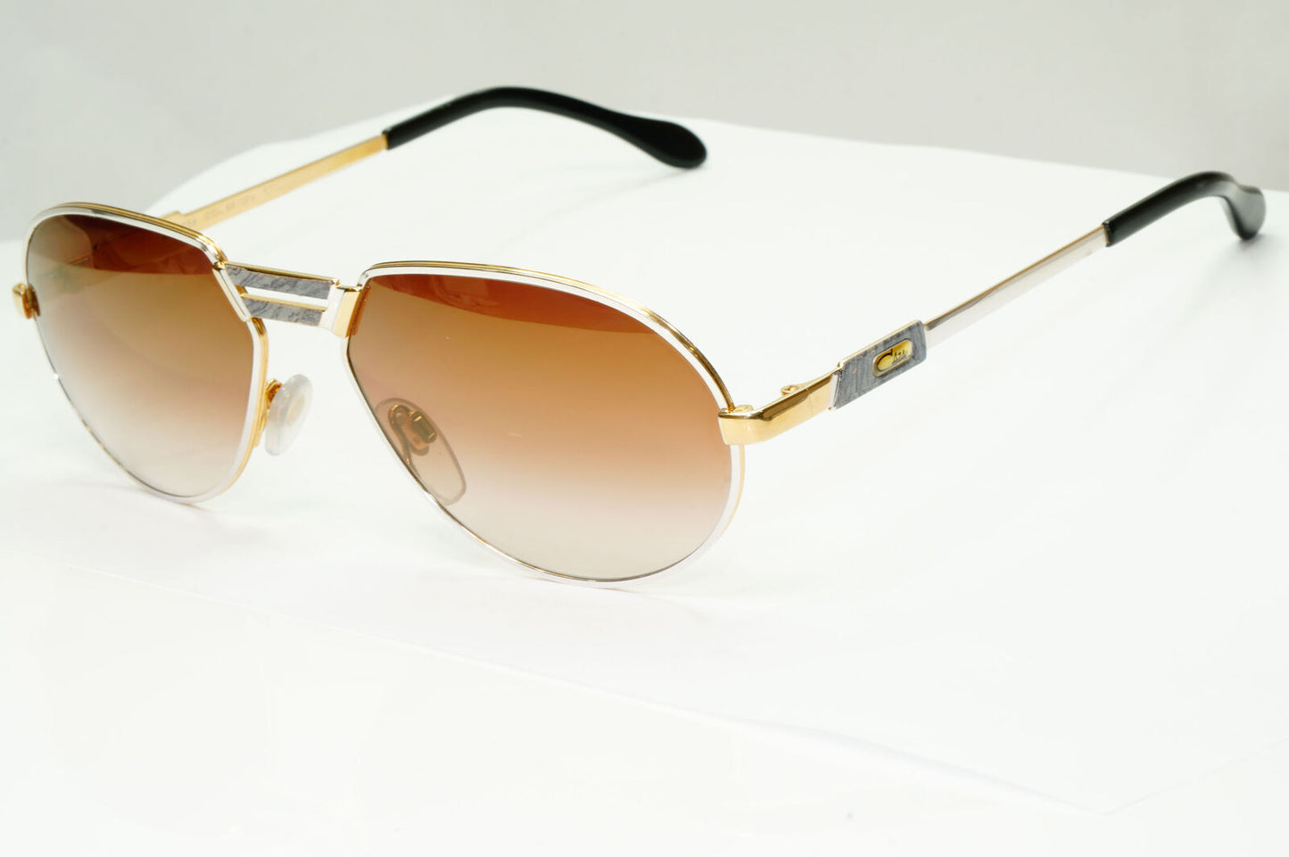 Cazal 1990s Gold Sunglasses Vintage Pilot Silver Brown MOD 739 COL 96/375 181022