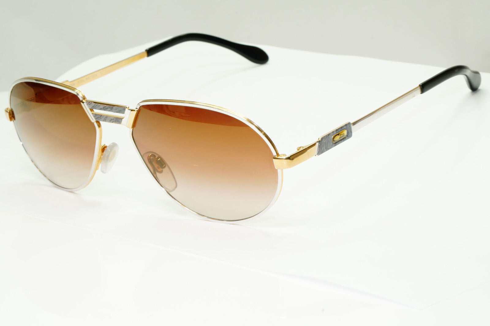 Cazal 1990s Gold Sunglasses Vintage Pilot Silver Brown MOD 739 COL 96/375 181022