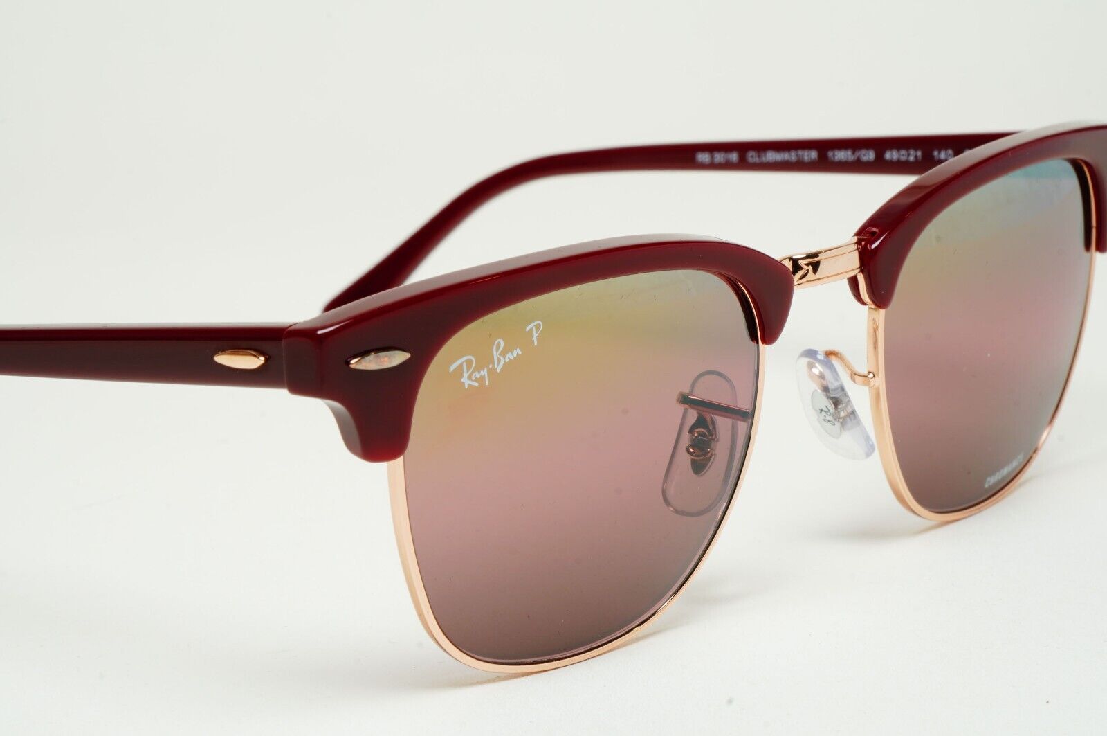 Ray-Ban Sunglasses Clubmaster Polarised Chromance Bordeaux RB 3016 1365/G9 49mm