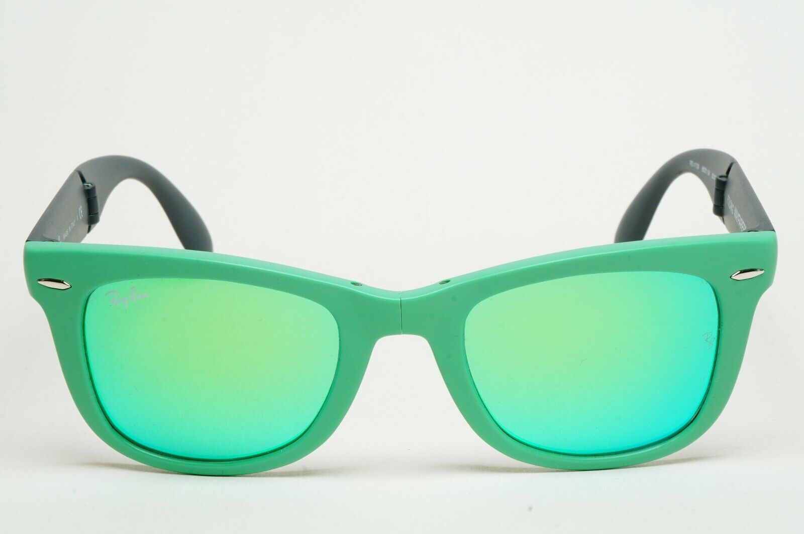 Ray-Ban Sunglasses Folding Wayfarer Green Mirror Black RB 4105 6021/19 50mm