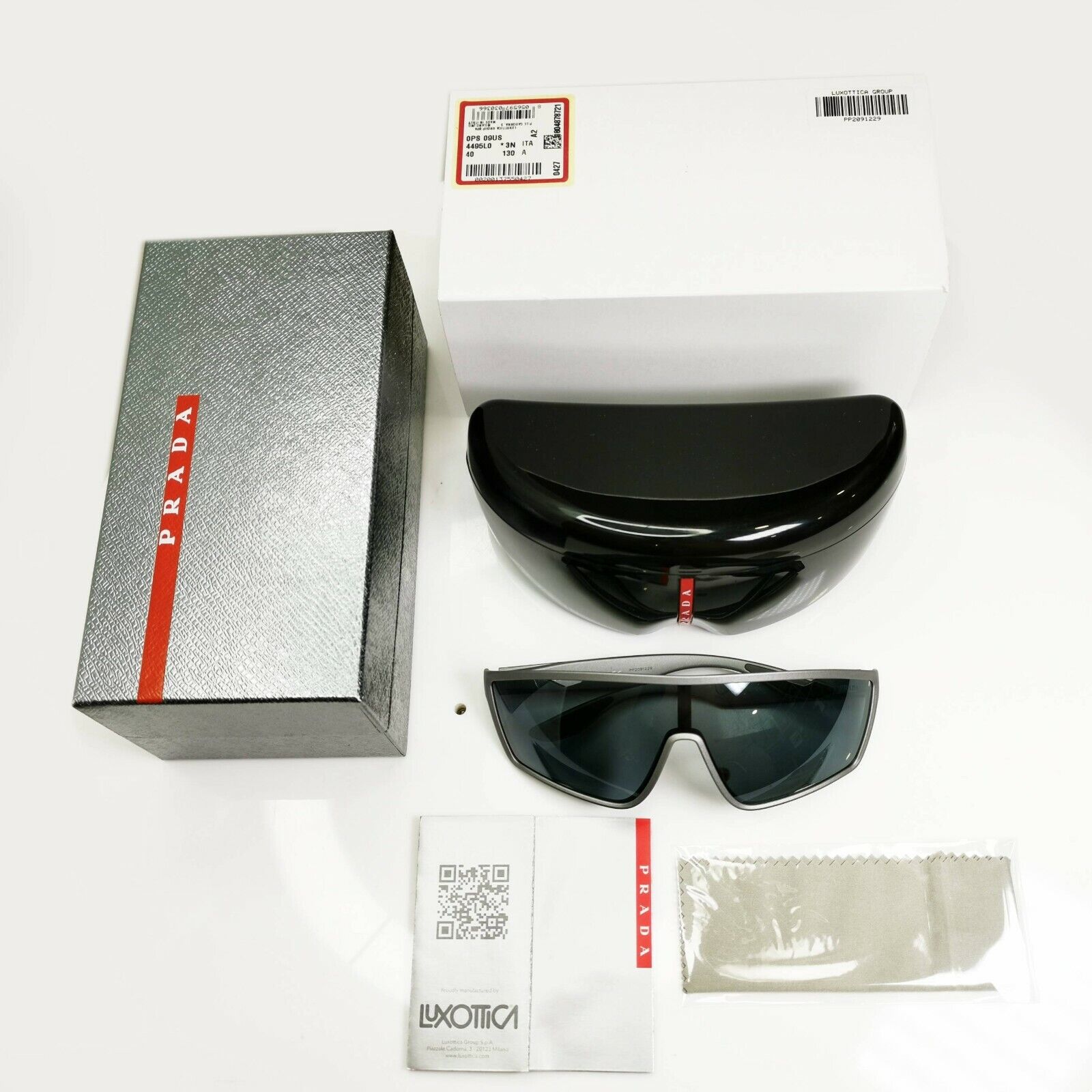 Prada Shield Grey Mirror Sunglasses Graphite Visor Ski Mens Mask SPS 09U 449-5L0
