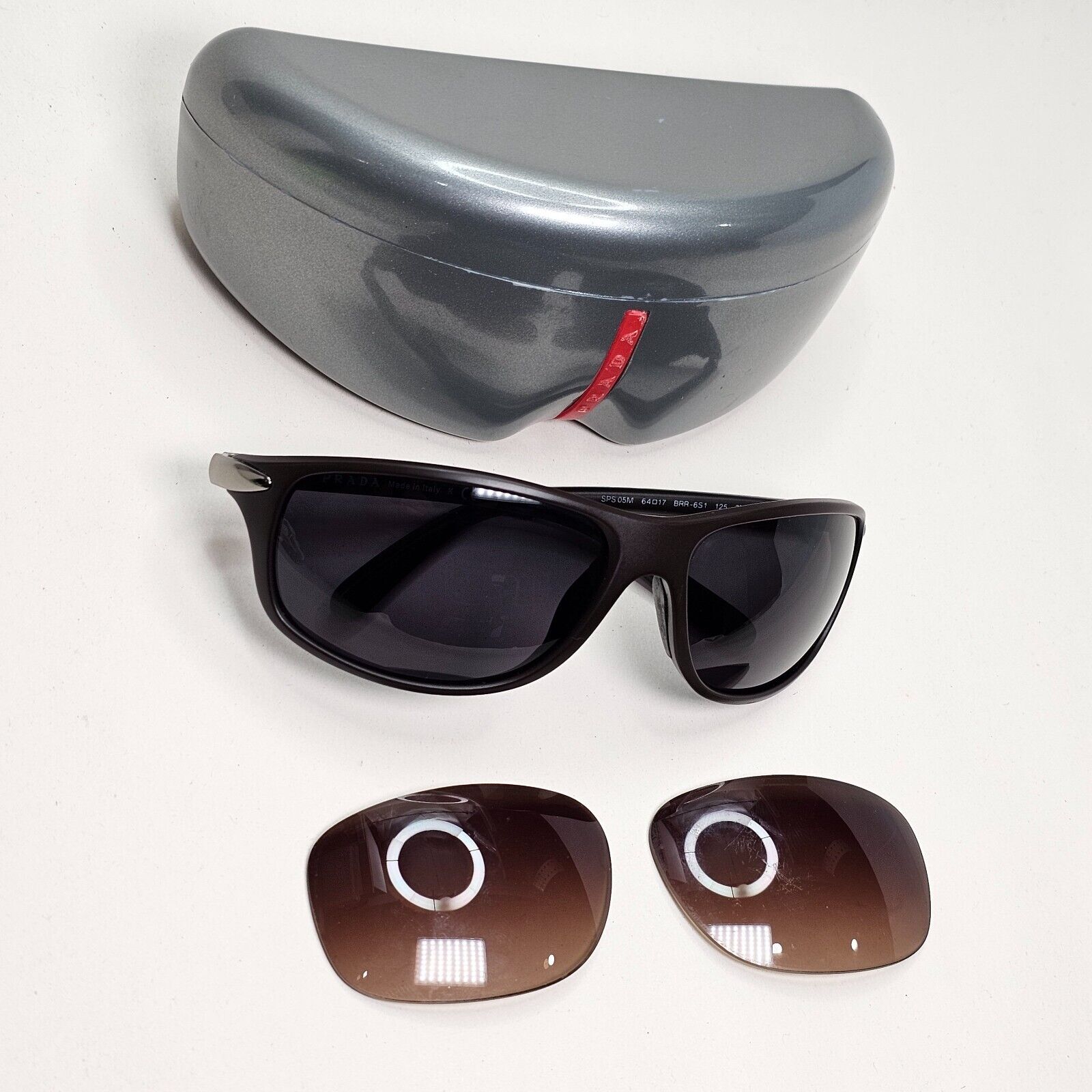 Prada Sunglasses 2011 Dark Brown Frame Wrap Black PS05MS SPS 05M BRR-6S1 021124