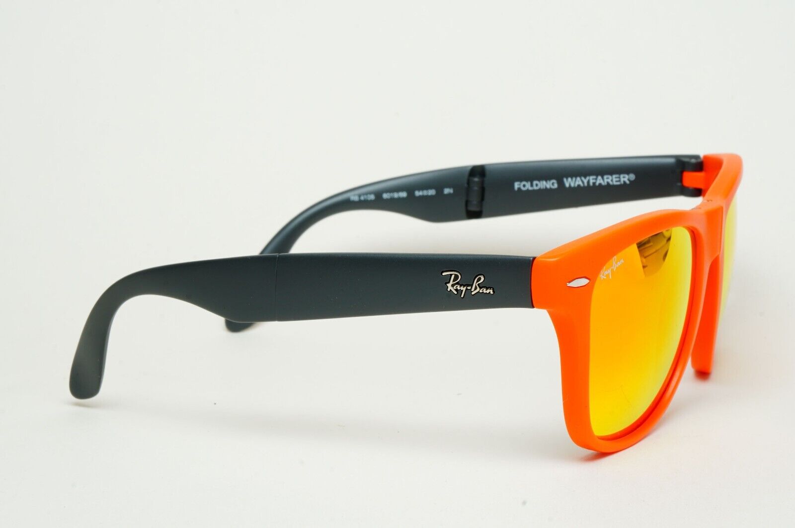 Ray-Ban Sunglasses Folding Wayfarer Orange Mirror Black RB 4105 6019/69 54mm