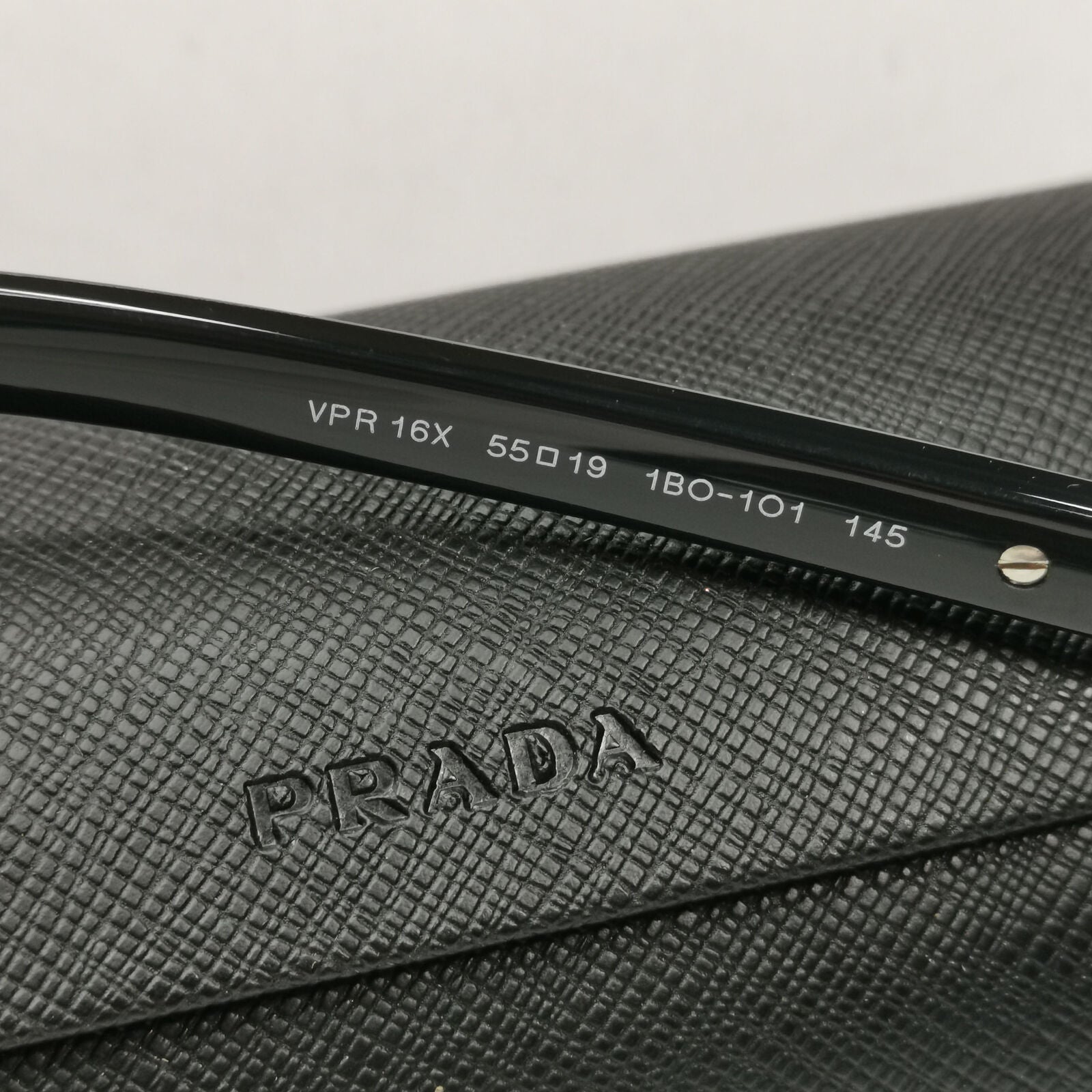 Prada Sunglasses Black Glossy Square Fashion PR16XV VPR 16X 1BO-1O1 55mm