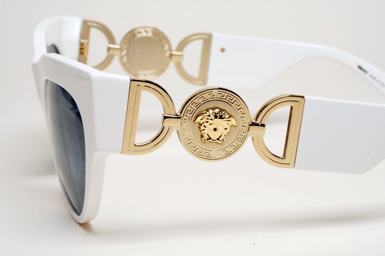 Versace Sunglasses White Gold Medusa Grey Square MOD VE 4440-U 314/87 56mm