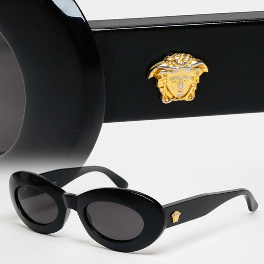 Gianni Versace Sunglasses 1995 Vintage Black Oval Medusa MOD 415 COL 852 140325