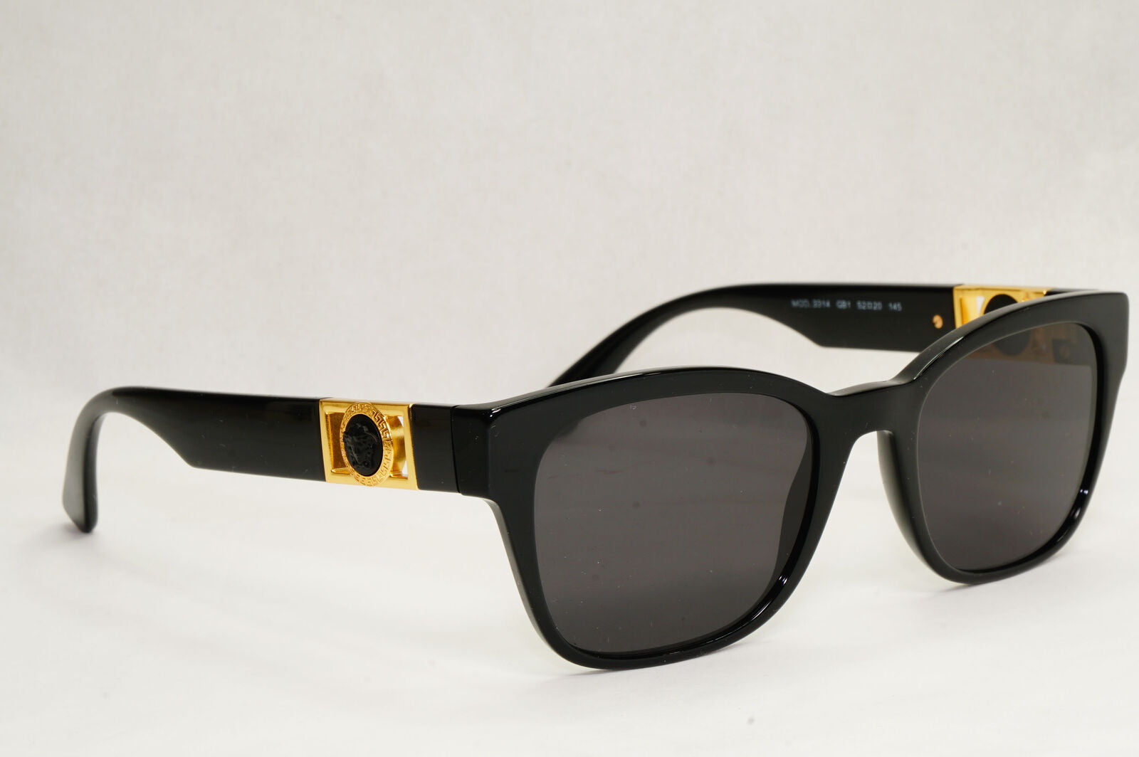 Versace Sunglasses Black Gold Medusa Square Unisex MOD 3314 GB1 52mm