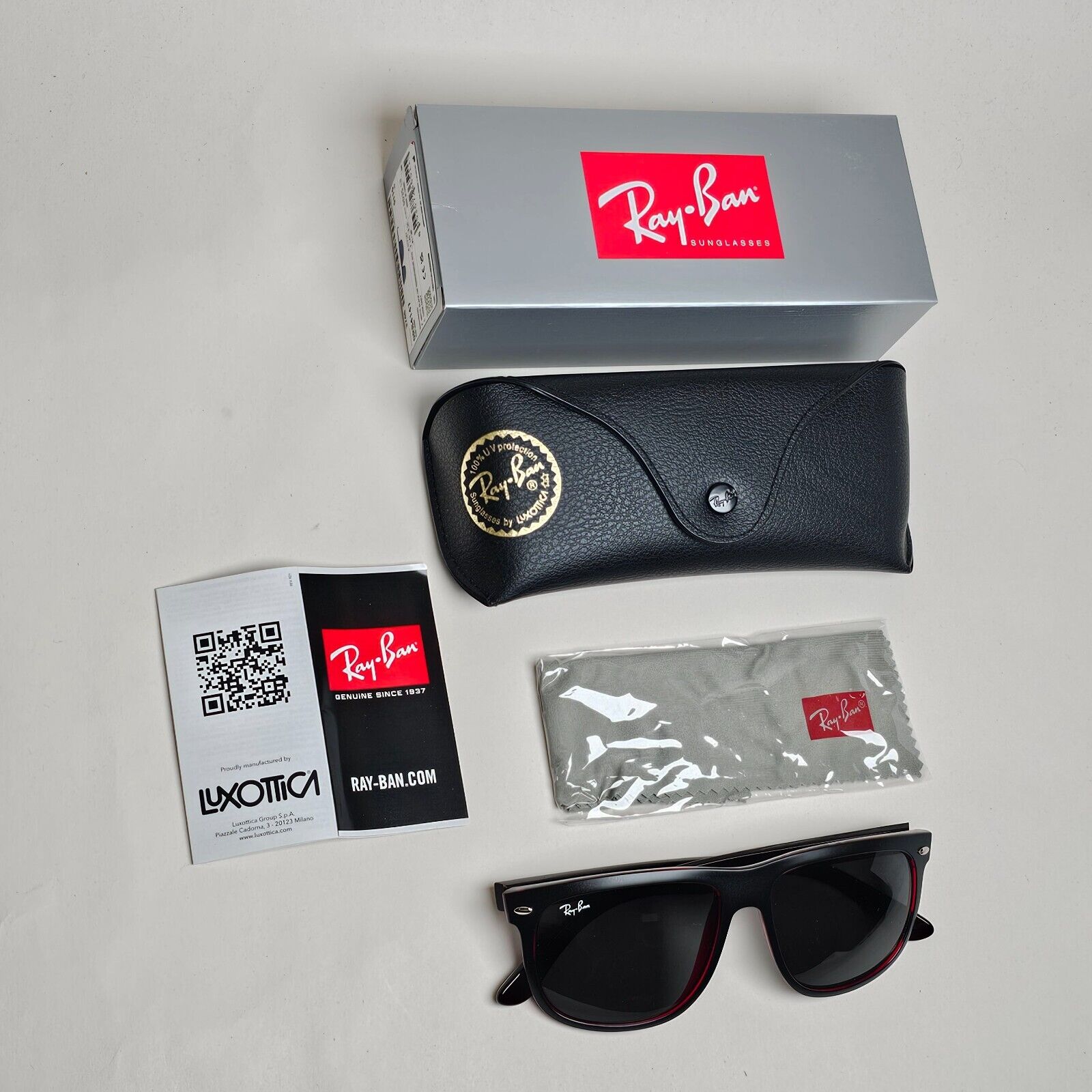 Ray-Ban Sunglasses Boyfriend Black Matte Square 6171/87 56mm