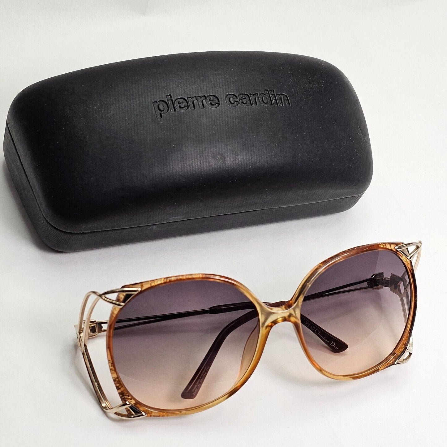 Dior Sunglasses 1990s Vintage Germany Gold Brown Grey Square 2543 11 55mm 270324