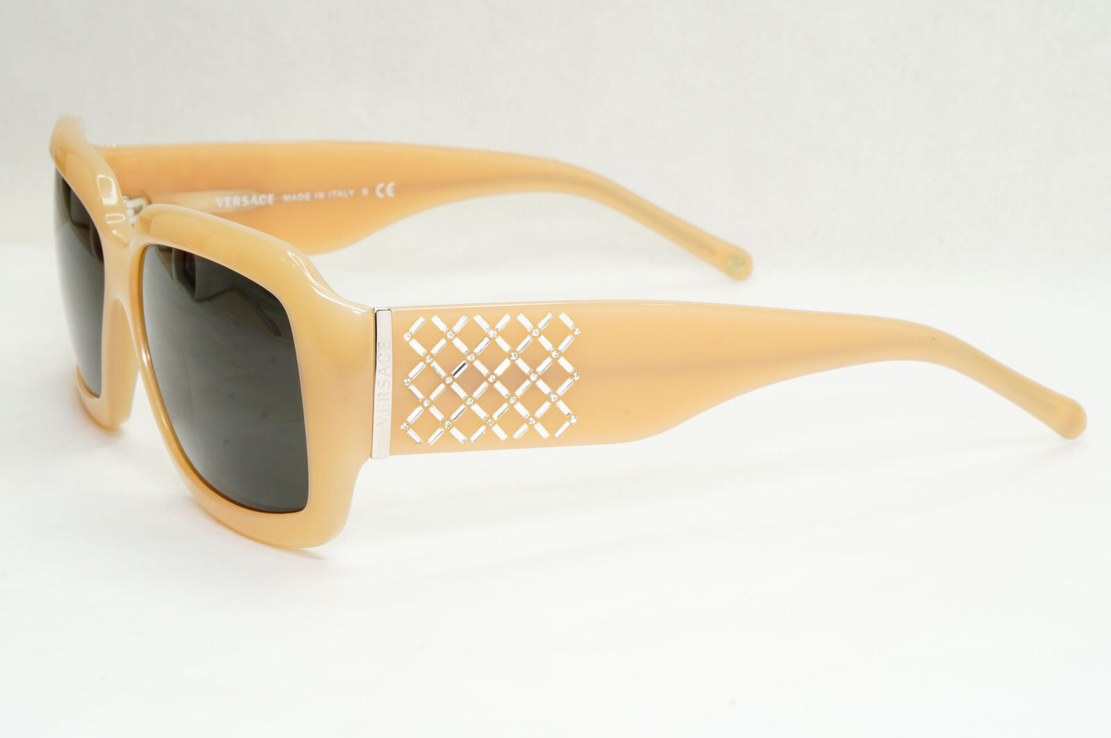 Versace Sunglasses Beige Nude Square Crystal Black MOD VE 4147-B 329/13 141223