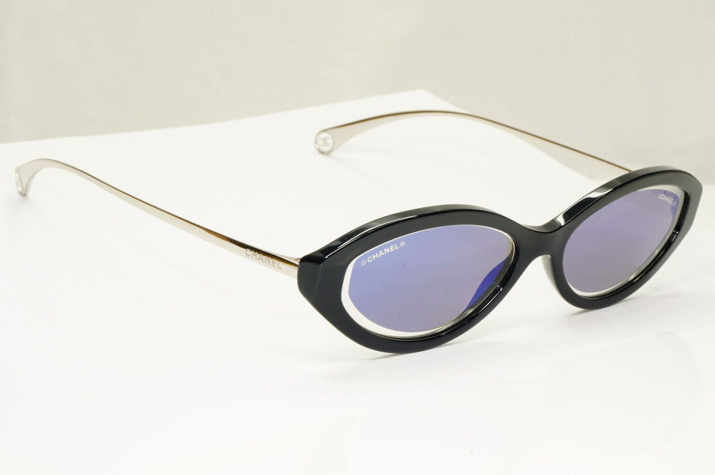 Chanel 2020 Sunglasses Dark Blue Mirror Silver Slim Rectangle 5424 c.1462/ED [A]