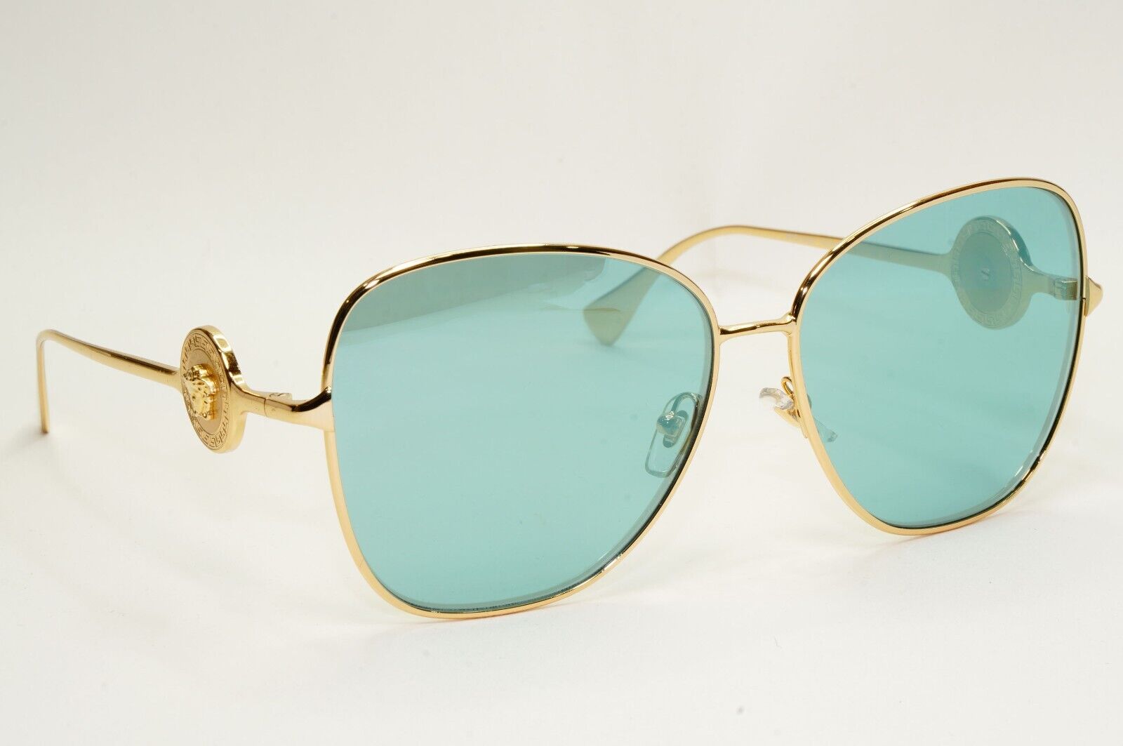 Versace Sunglasses Gold Medusa Large Square Azure Green MOD VE 2256 1002/9C 60mm