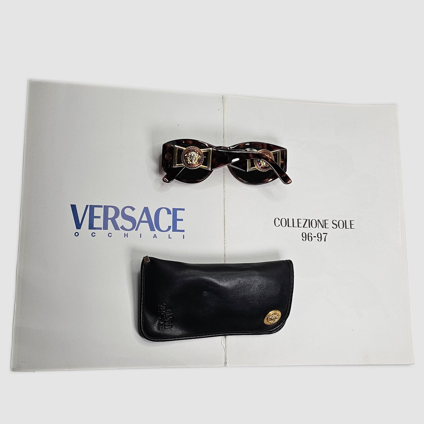 Gianni Versace Sunglasses 1996 Vintage Brown Gold MOD 424/M CO 869 Biggie 130224